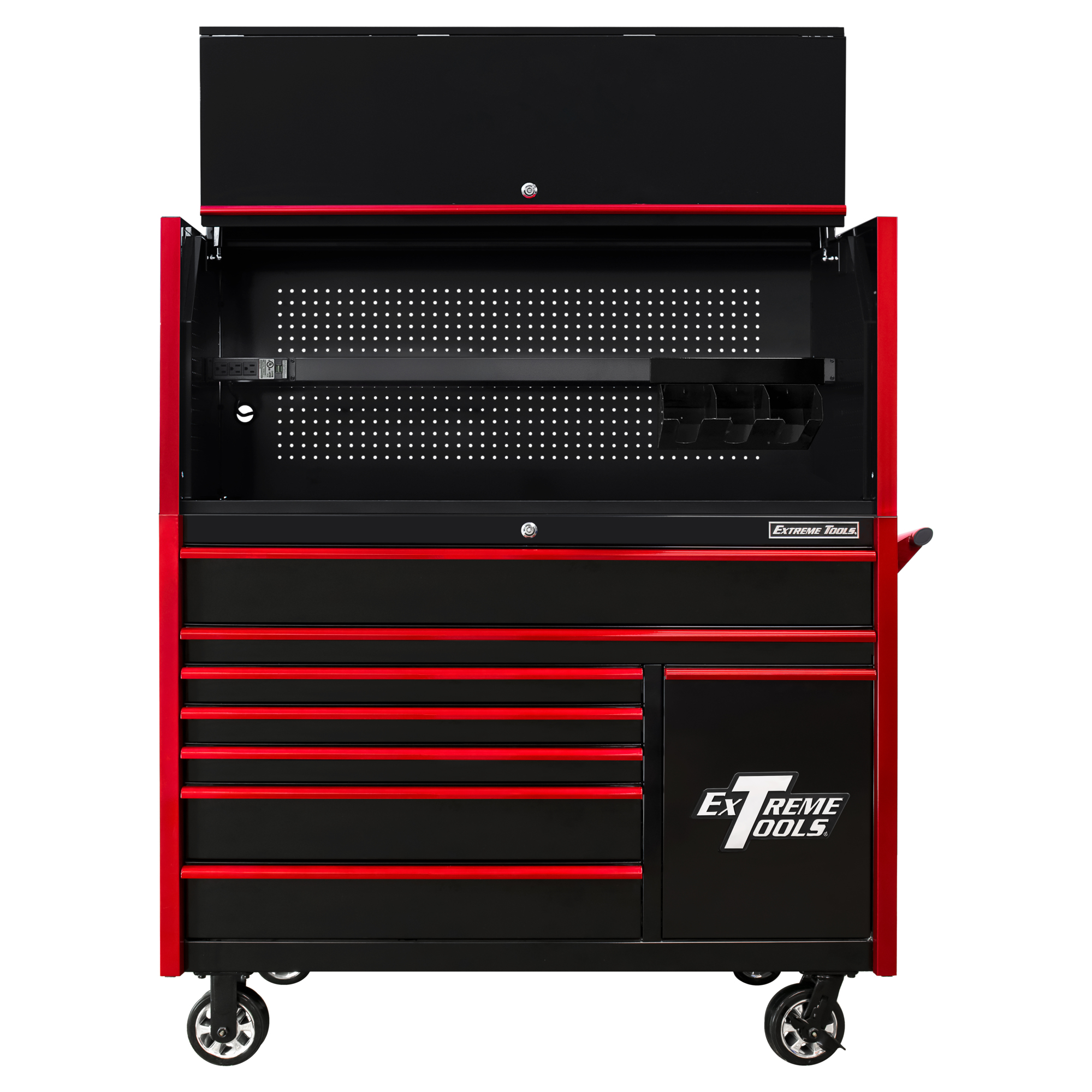 Extreme Tools DX Series Power Workstation and Roller Cabinet Combo - 55in. W x 25in. D, 8 Drawers, 46.75in. H, Black, Model# DX5509HRKR