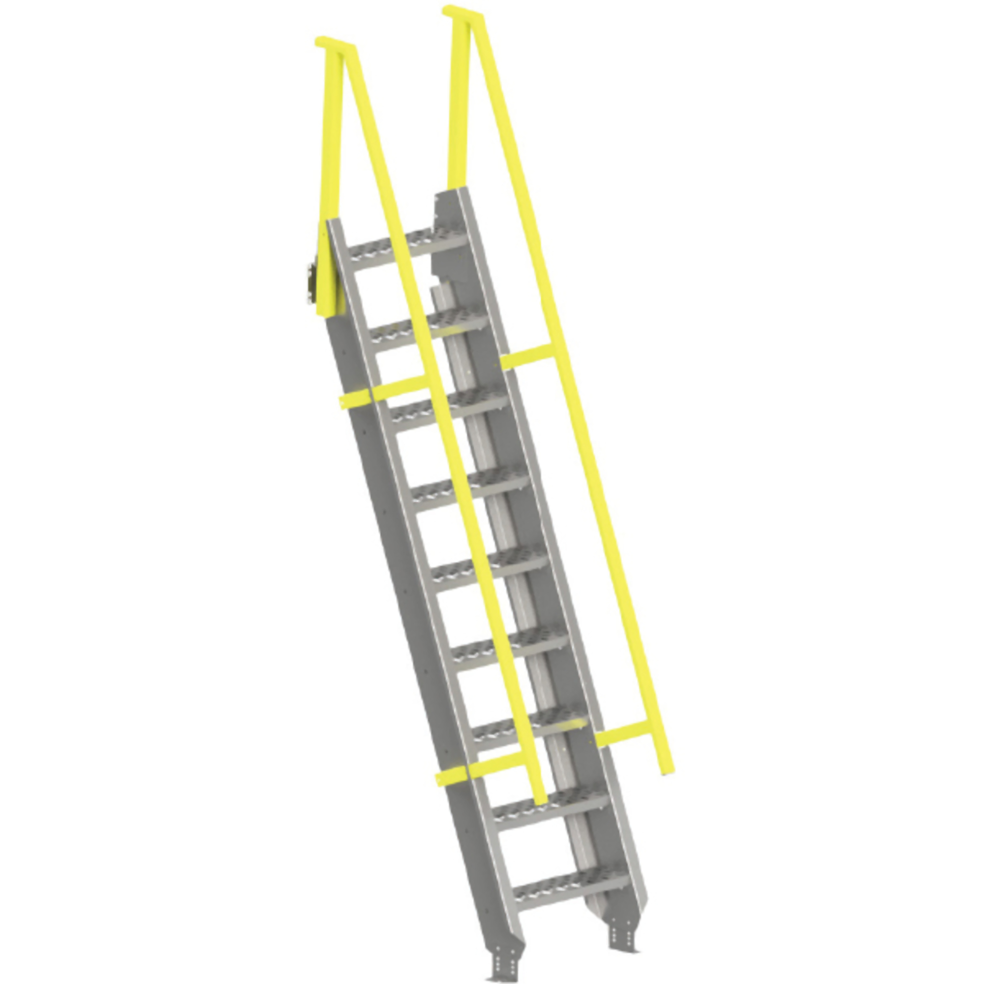 Equipto, OSHA Ships Stairs- 9 treads-24in. rise99in. to 105in., Capacity 300 lb, Model# 2124OS09-2