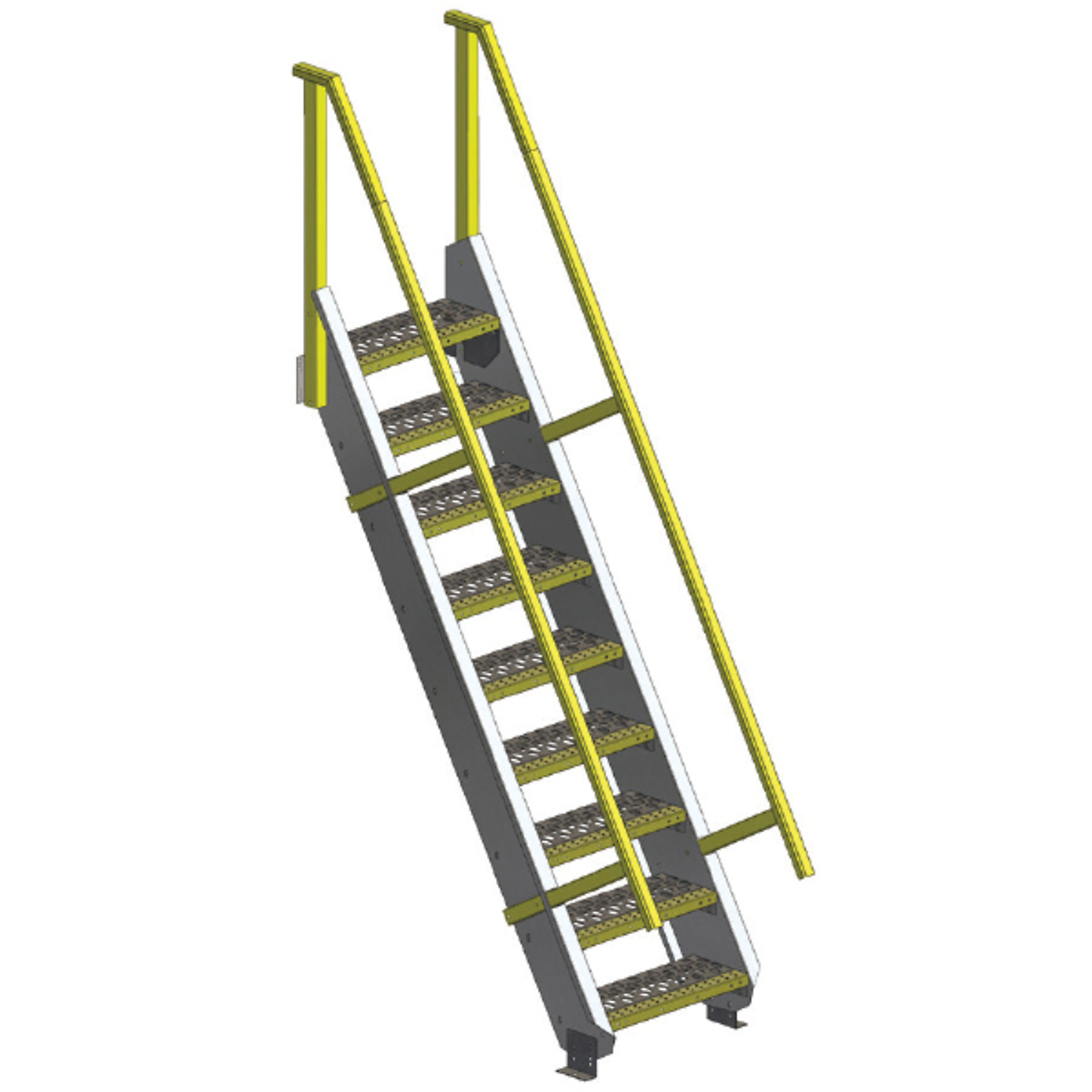 Equipto, IBC Ships Stairs- 6 treads-24in. rise47in.-52in., Capacity 300 lb, Model# 2124IBC06-3