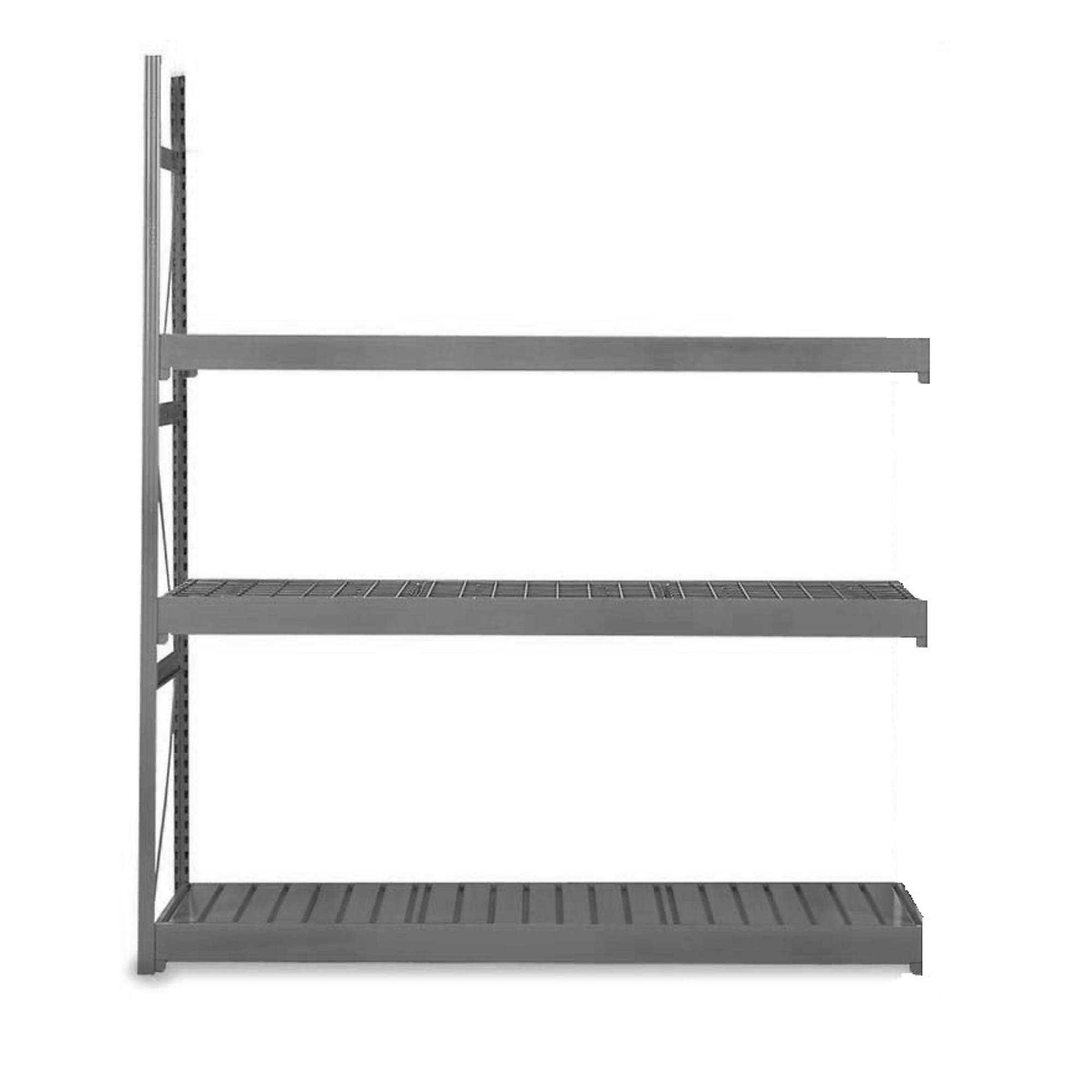 Equipto, VG Rack-AddOn w/Corrugt Stl dck-3 lvl 2 x 6 x 6 Height 72 in, Width 72 in, Depth 24 in, Model# 1006D62A-GY