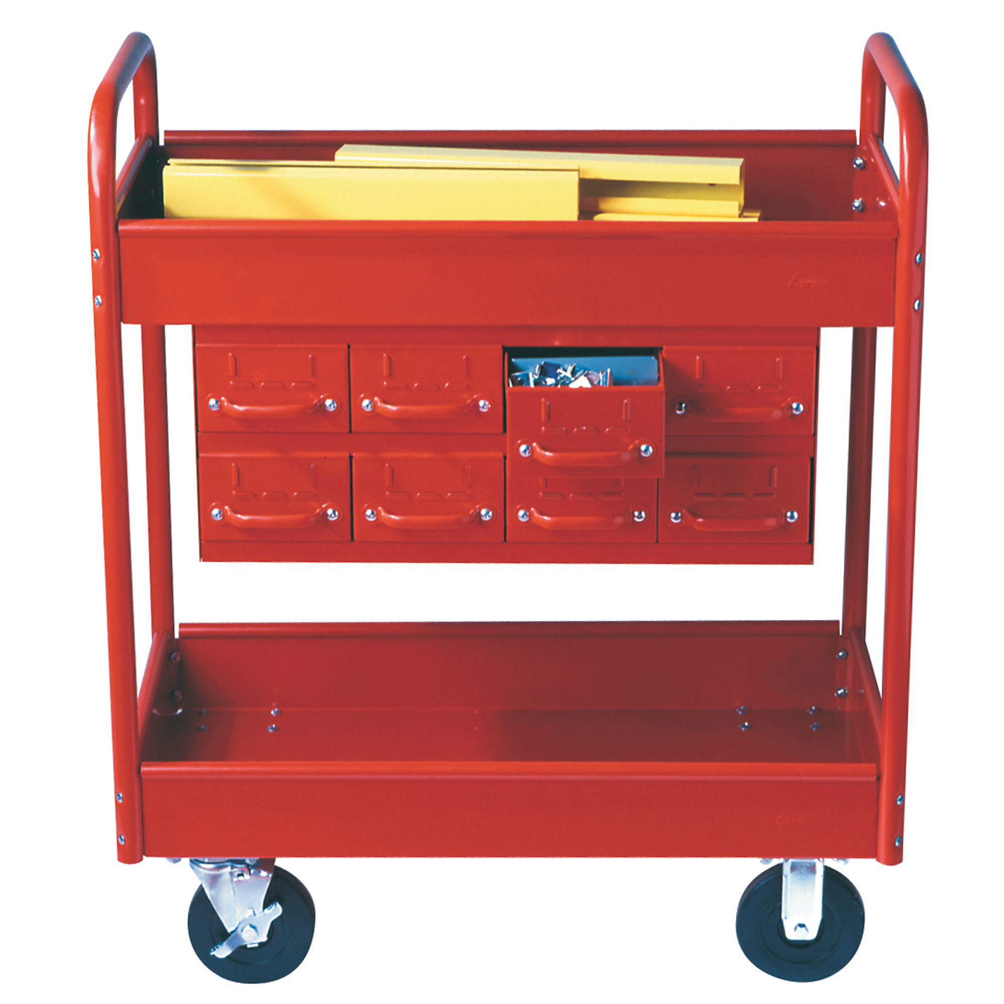 Equipto, Stock Cart,2 Shelves,8 Drawers,500 Lb.Cap,36x24x36 Total Capacity 500 lb, Shelves (qty.) 2 Material Carbon Steel, Model# 150-8