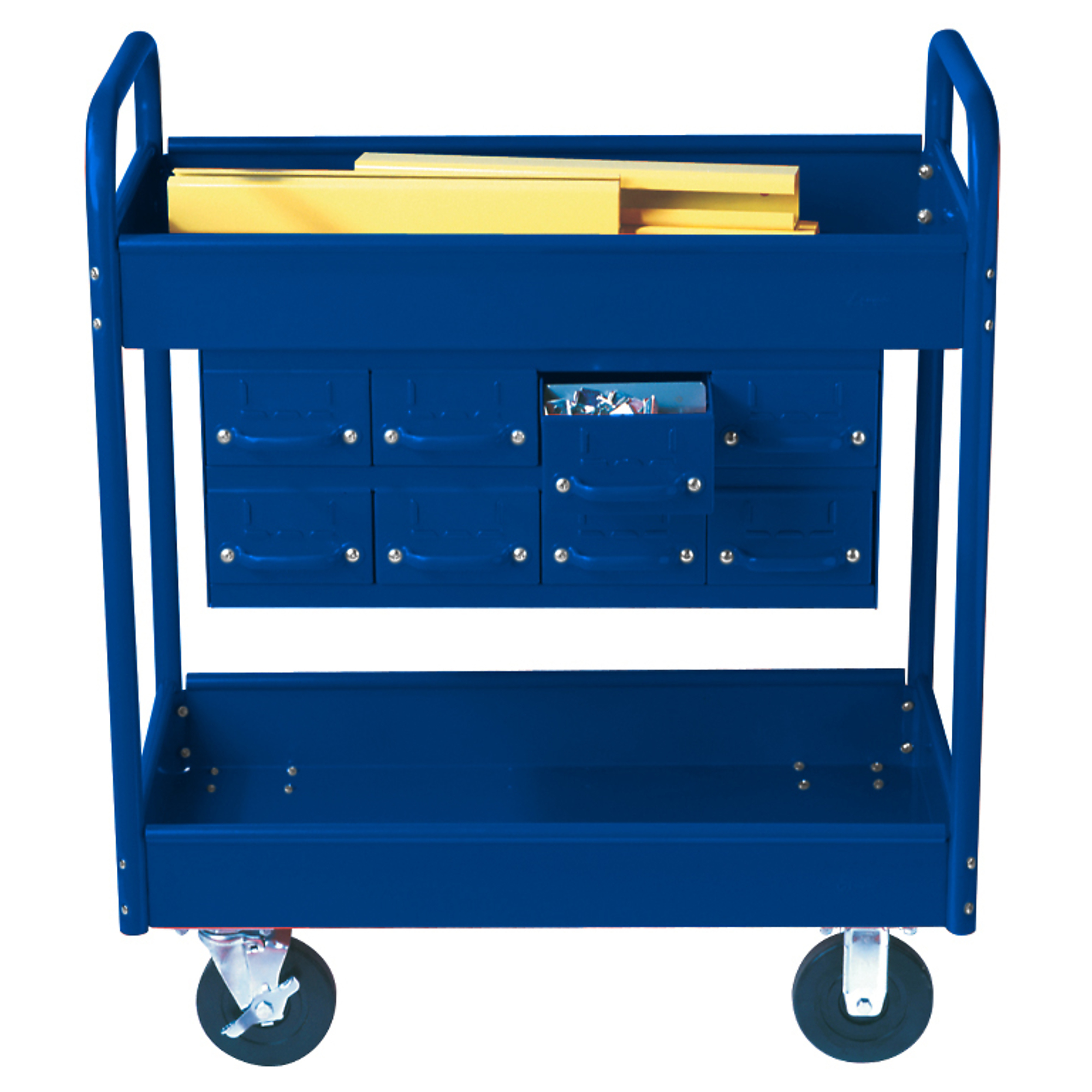 Equipto, Stock Cart,2 Shelves,8 Drawers,500 Lb.Cap,36x24x36 Total Capacity 500 lb, Shelves (qty.) 2 Material Carbon Steel, Model# 150-8