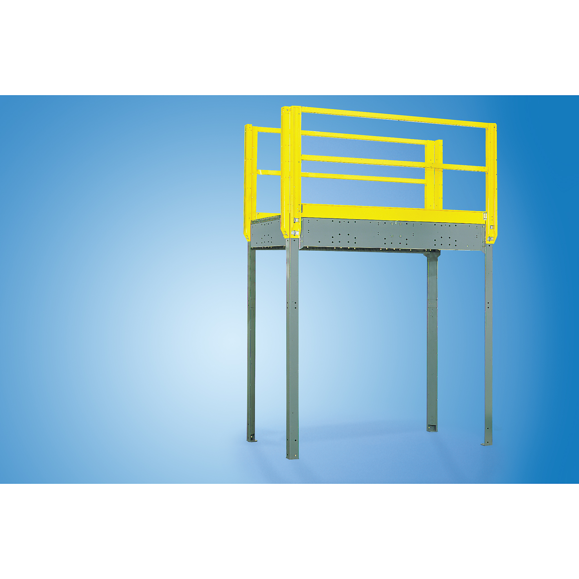 Equipto, 8x12x8 Mezzanine Platform with w Steel Grating 36 inch wide tread Osha stairs, Clearance Height 63 in, Capacity 350 lb, Model# 1208-8GMEZ-SG-17