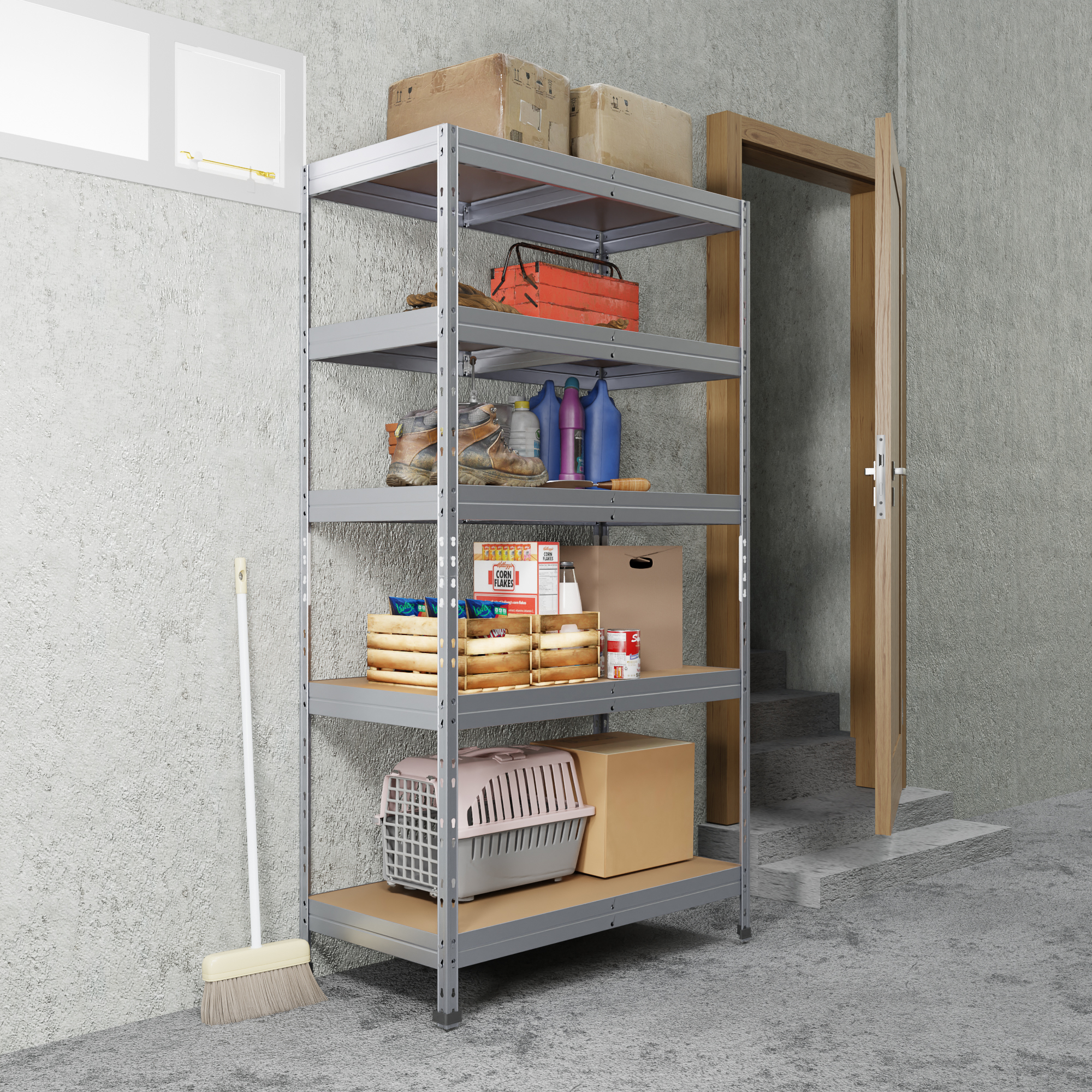 AR Shelving, Rust Resistant Galvanized Steel Rack for Garage Workshop, Height 71 in, Width 39 in, Depth 20 in, Model# RIVET 39/20