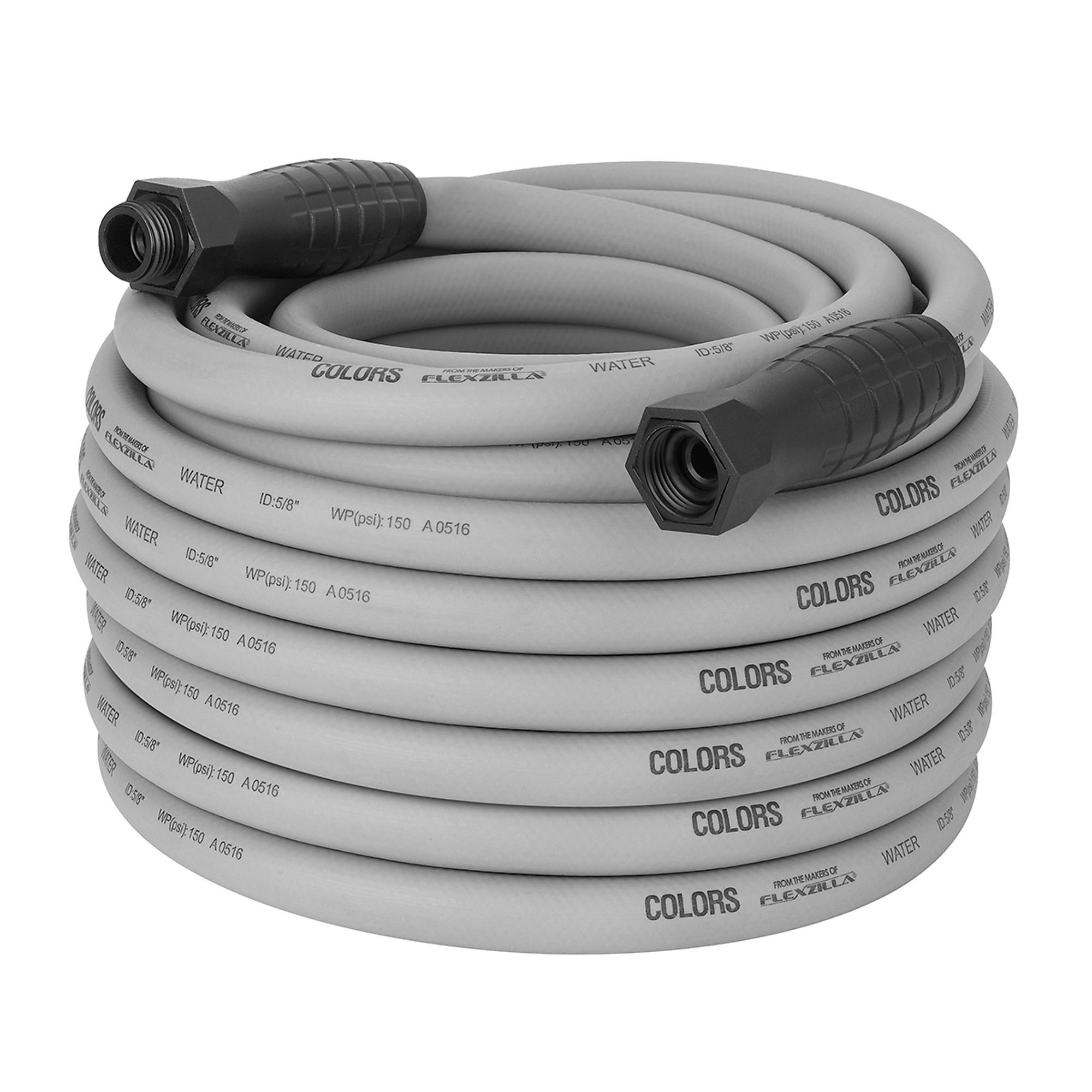 Legacy Flexzilla® Colors™, Garden Hose, 5/8in. x 100ft., 3/4in., Slate Grey, Length 100 ft, Hose Connection Size 3/4 in, Max. Pressure 150 PSI, Model# HFZC5100GYS-E
