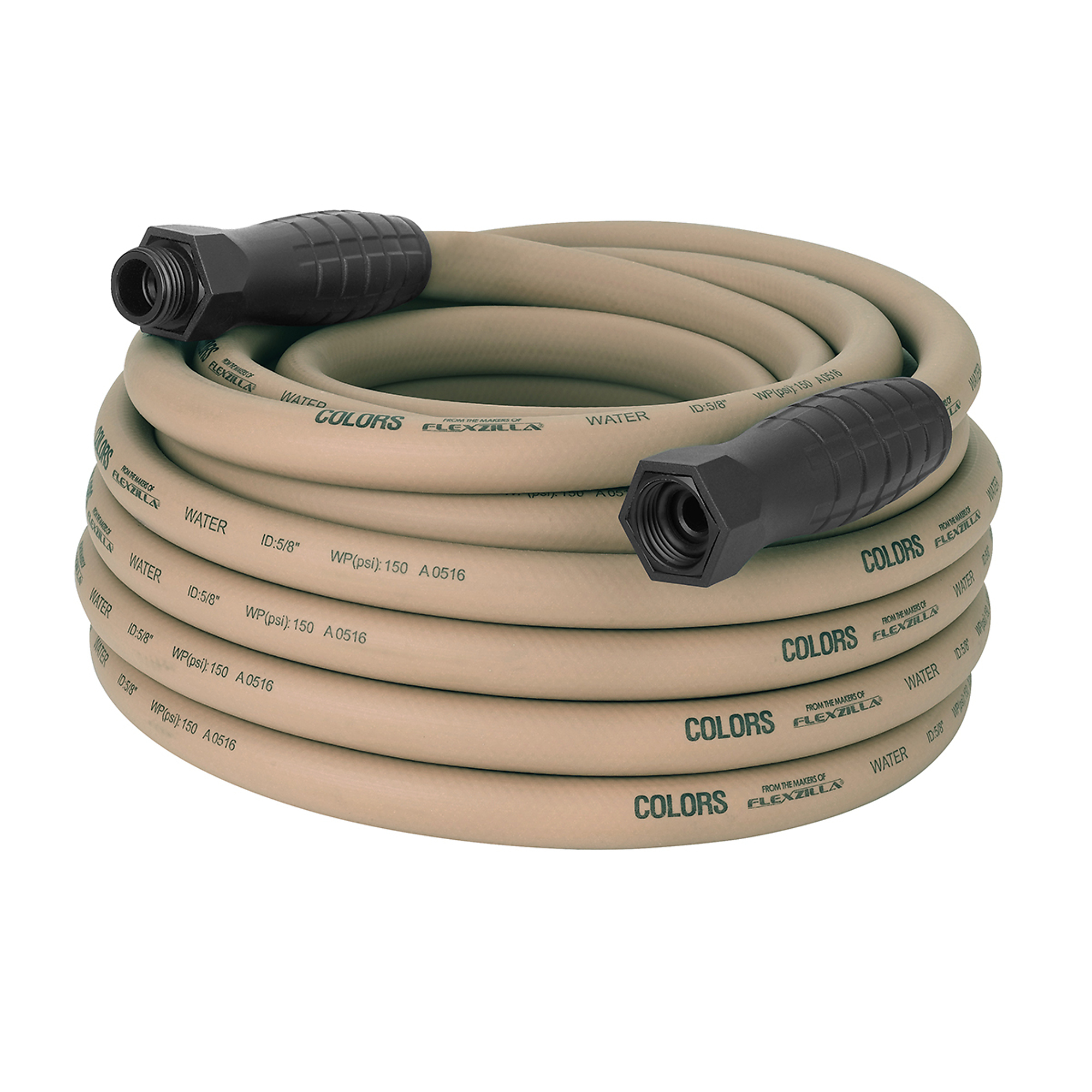Legacy Flexzilla Colors Garden Hose, 5/8in. x 50ft., 150 PSI Max, SwivelGrip, Brown Mulch, Model# HFZC550BRS-E