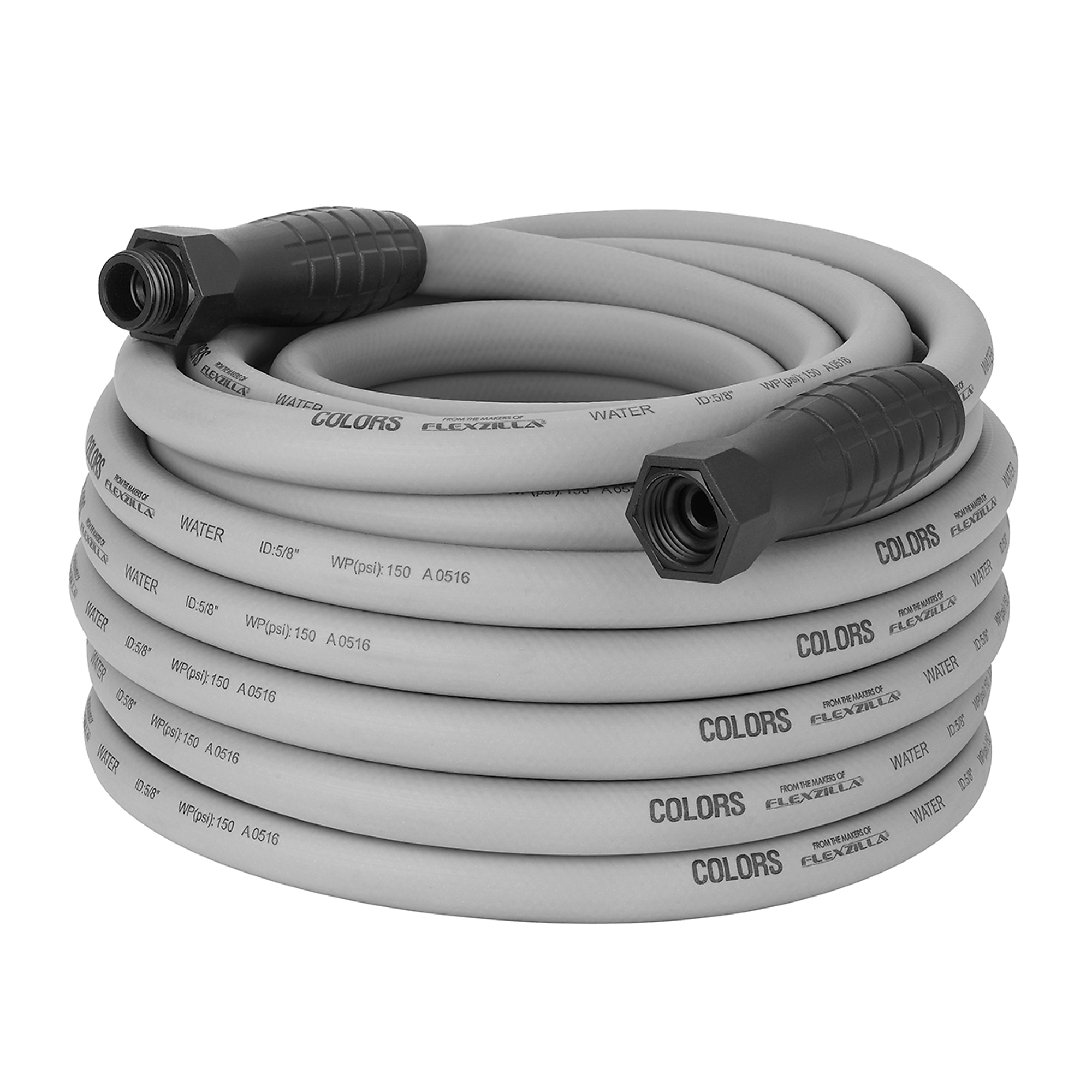 Legacy Flexzilla Colors Garden Hose, 5/8in. x 75ft., 150 PSI Max, SwivelGrip, Slate Grey, Model# HFZC575GYS-E