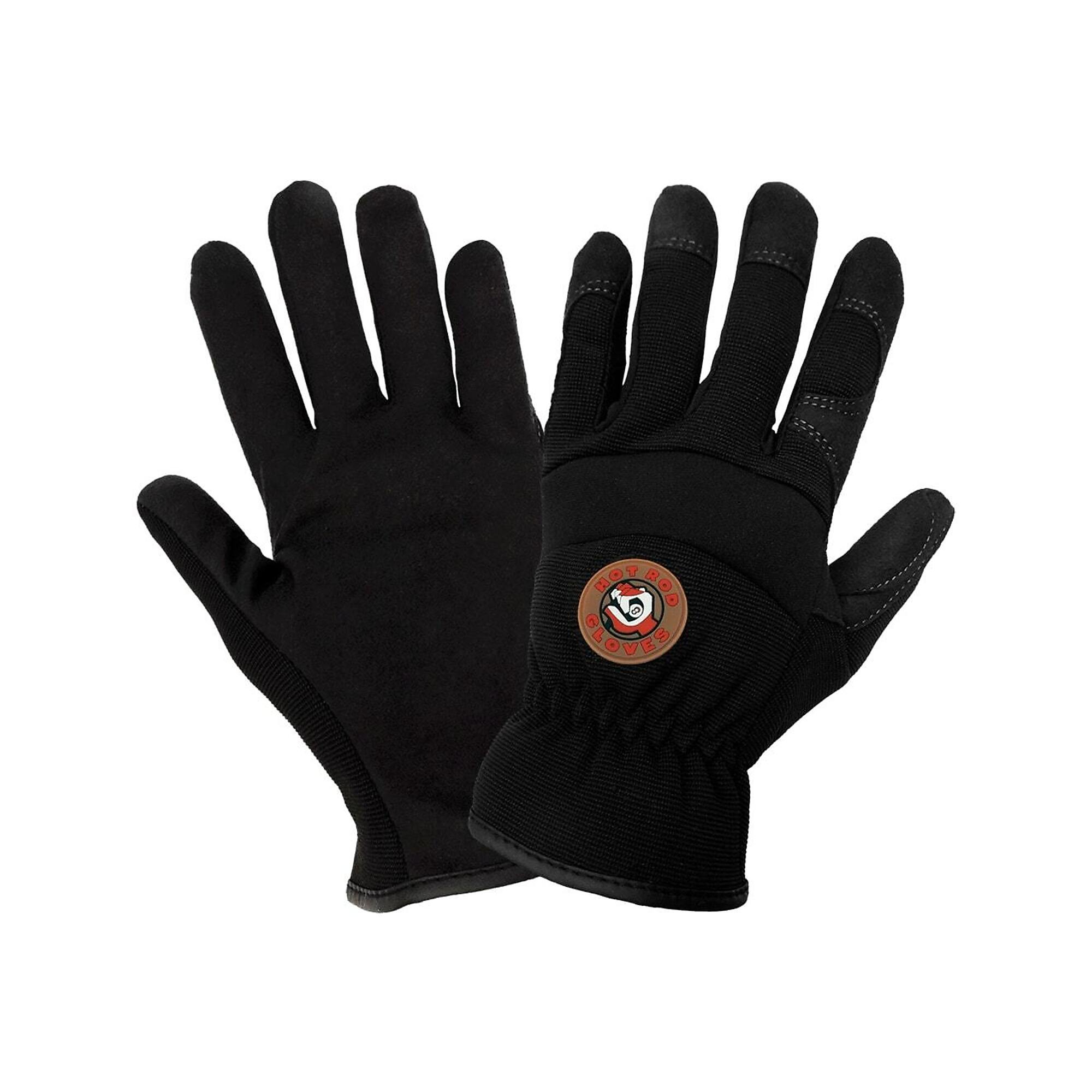Global Glove Hot Rod Gloves®, Performance Leather Palm Gloves, Size L, Color Black, Model# HR3200-9(L)