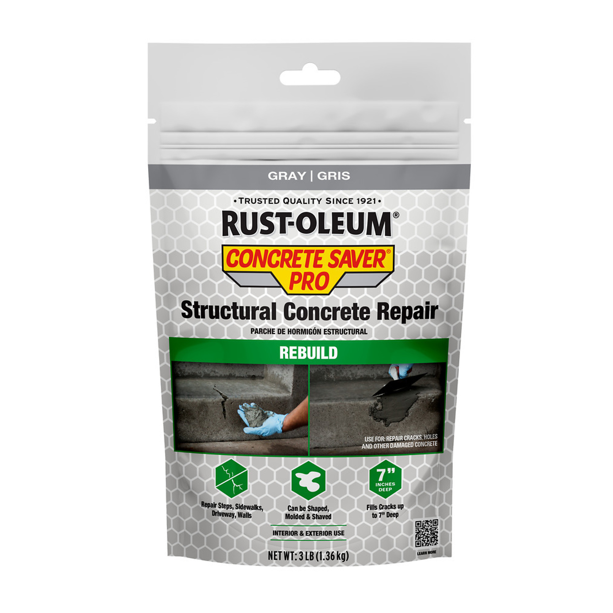 Rust-oleum, Structural Concrete Repair, Gray, 3 Lb, 6 Pk, Coverage Area 1.5 ft², Model# 392532DS