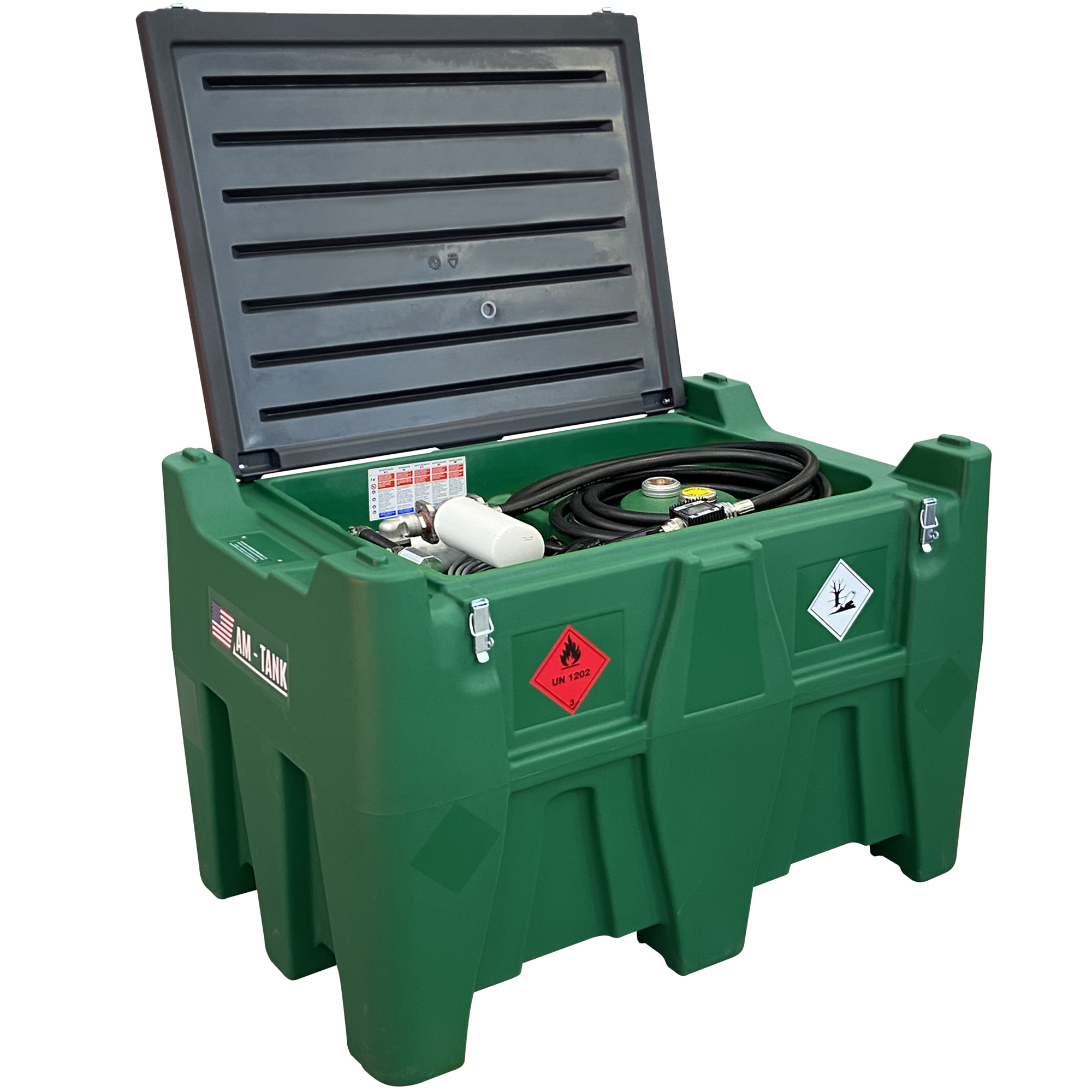 AMERICAN FUEL TANK, 116 gal Diesel Tank w/ 12V battery, filter, meter, Capacity 116 Gal, Shape Other, Model# AM-TANK116DIESELPREMIUM