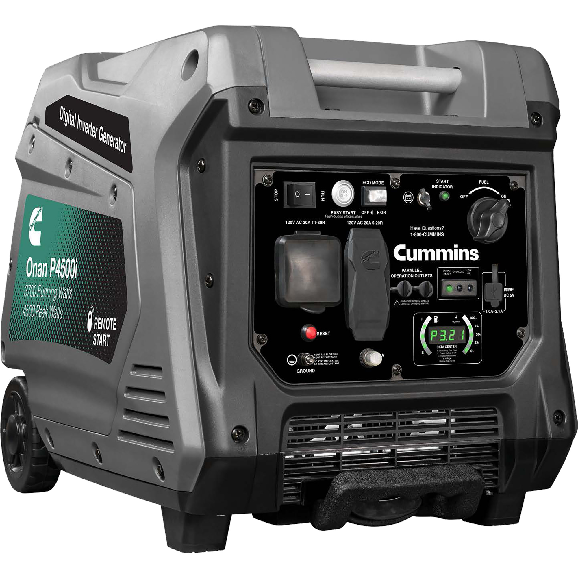 Cummins Onan Portable Inverter Generator, 4500 Surge Watts, 3700 Rated Watts, 120 Volts, Model# P4500i