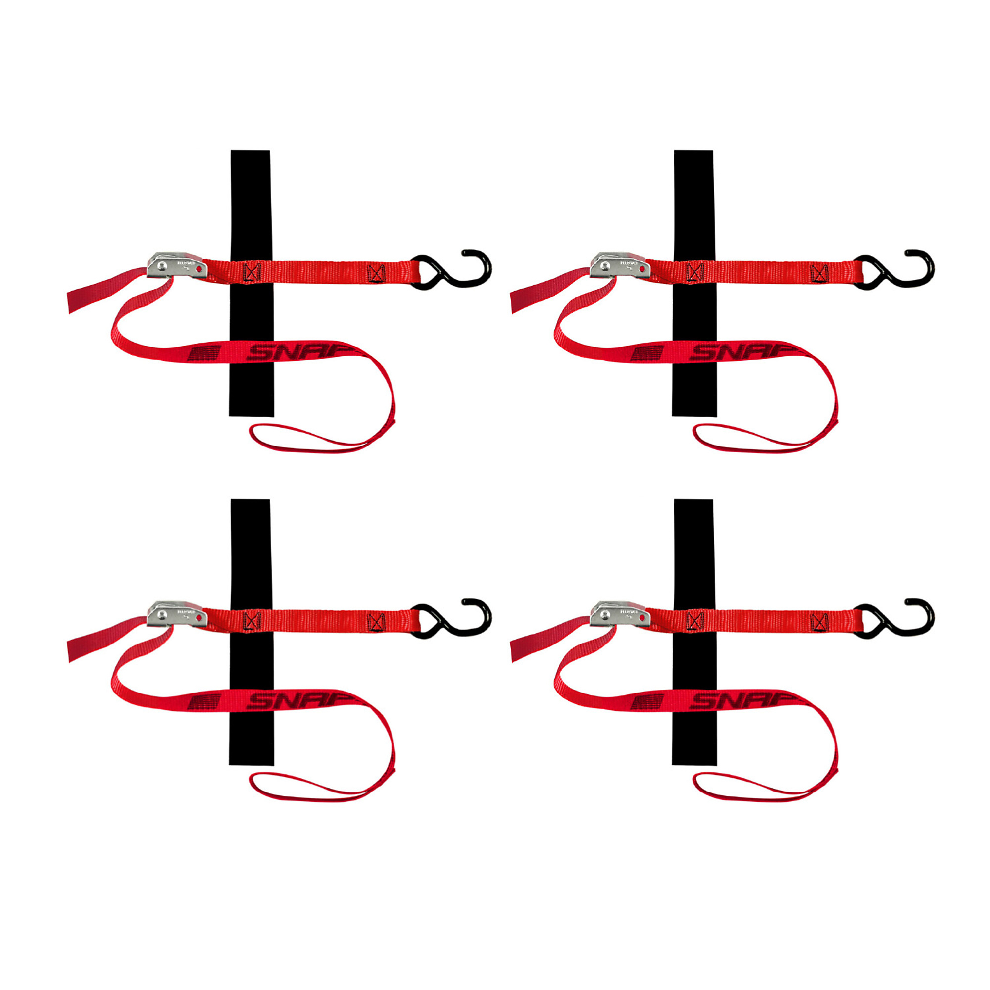 Snap-Loc S-Hook Loop Cam Strap Tie-Down - 4 Pk, 48in. Length, 500-Lb. Working Load, Polyester, Model# SLTHS104CLR4