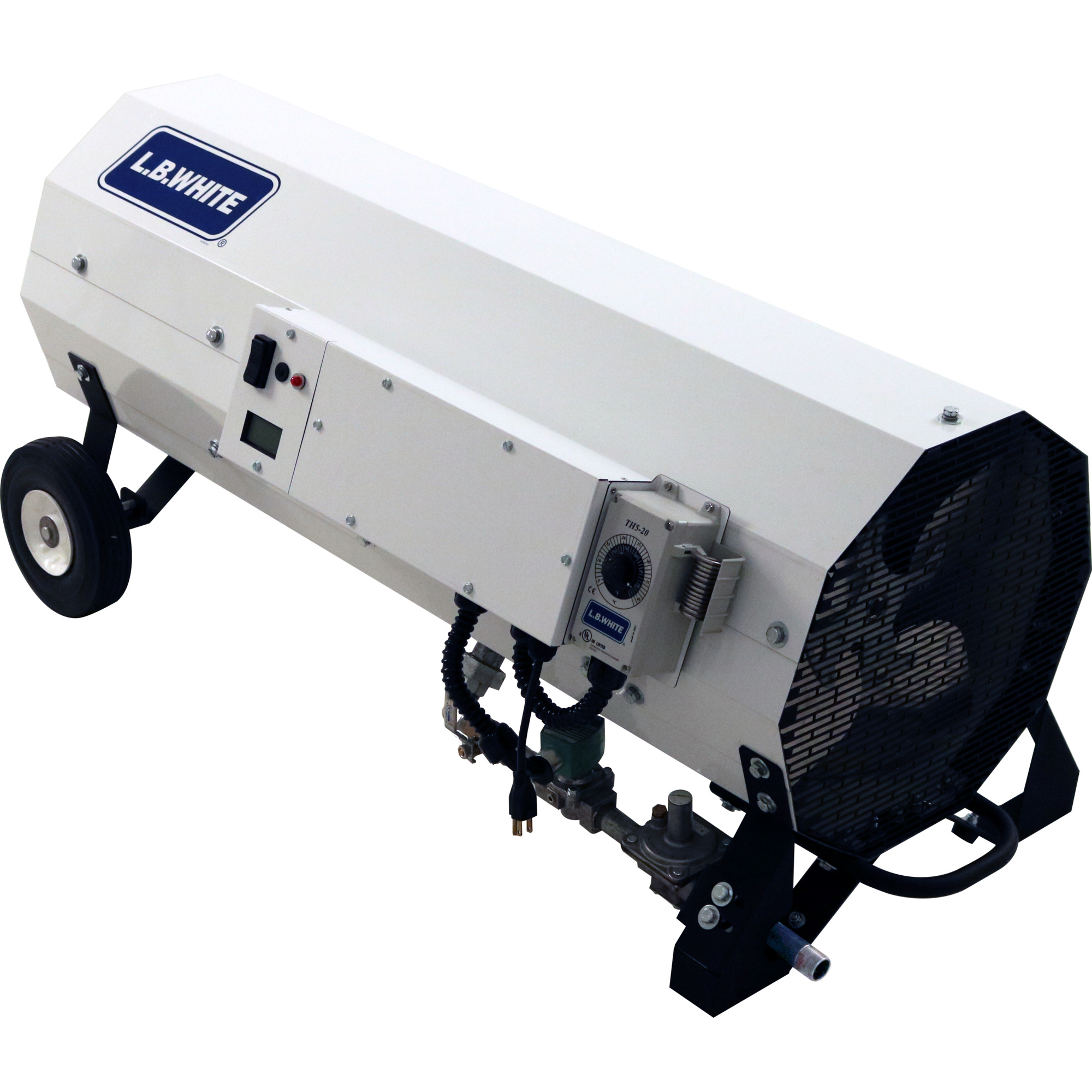 L.B. White Boss 400 DF, 400K BTU, High CFM, LP/NG, Heat Type Forced Air, Heat Output 400000 Btu/hour, Model# Boss 400 DF