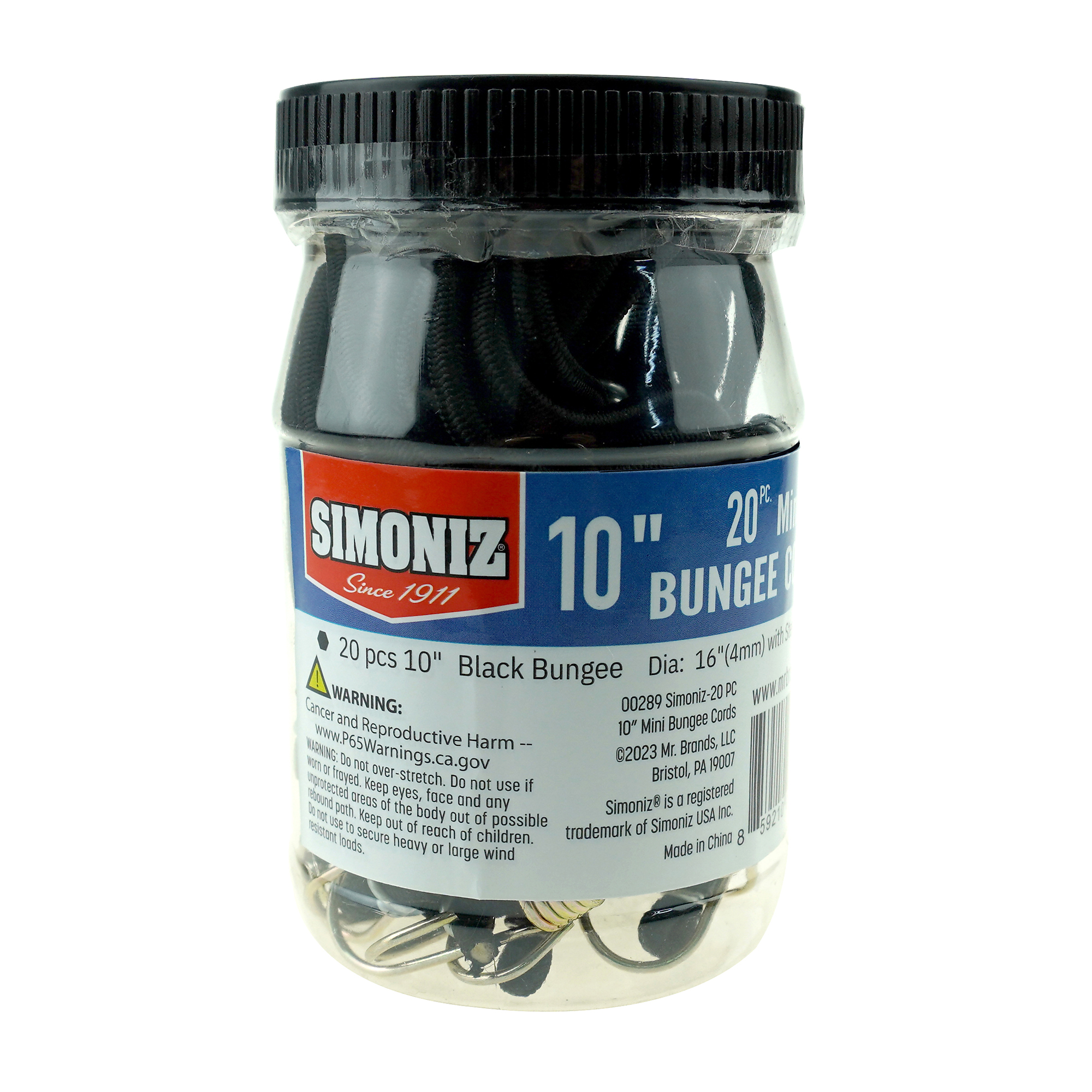 Simoniz Fabric-Covered Mini Bungee Cord Canister, 20-Pc., 10in.L, Model# 00289