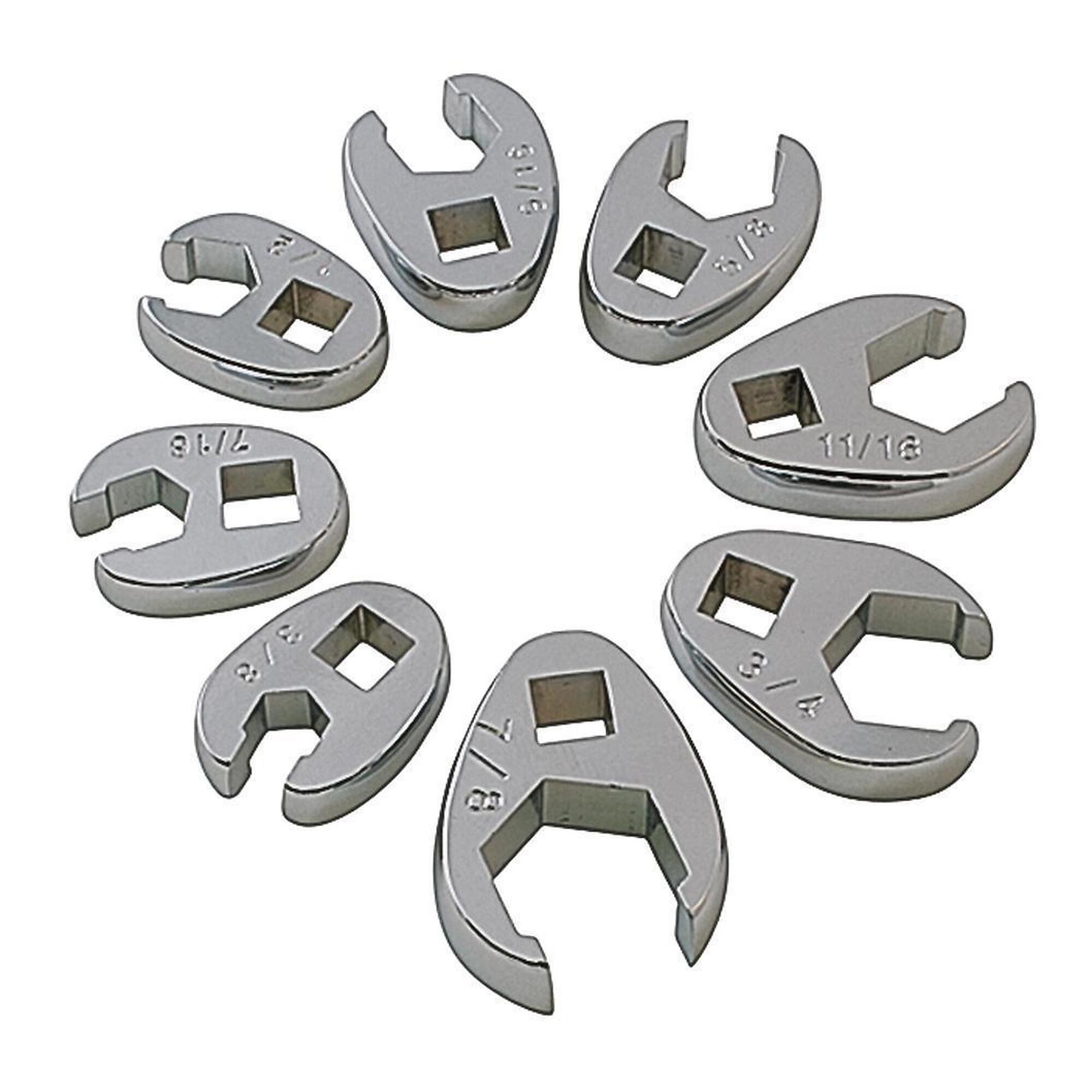 Sunex Tools Crowfoot Wrench Set — 8-Piece, 3/8in. Drive, SAE, Model# 9708