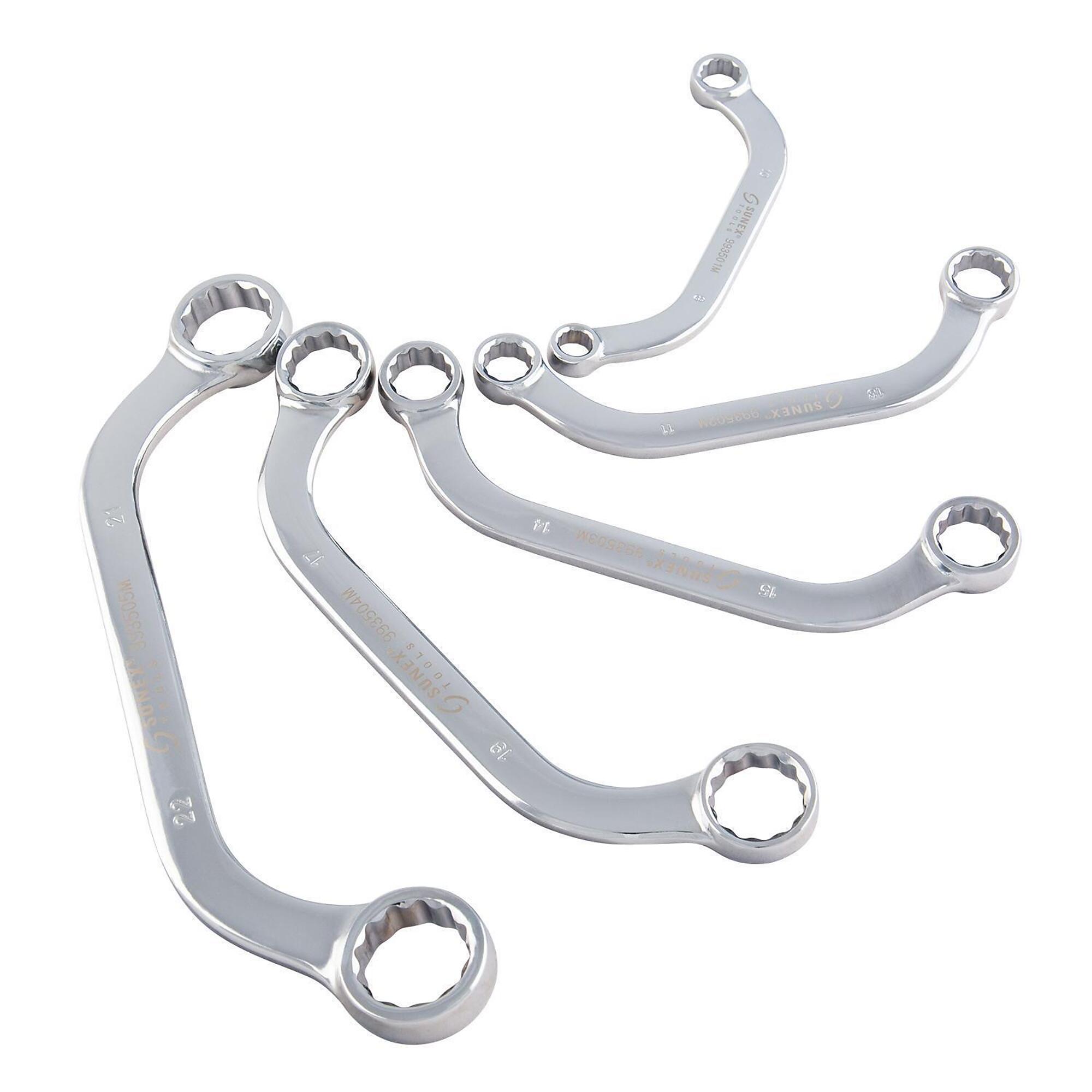 Sunex Tools 5-Piece Metric Full Polish Half Moon Box Wrench Set — Model# 9935M