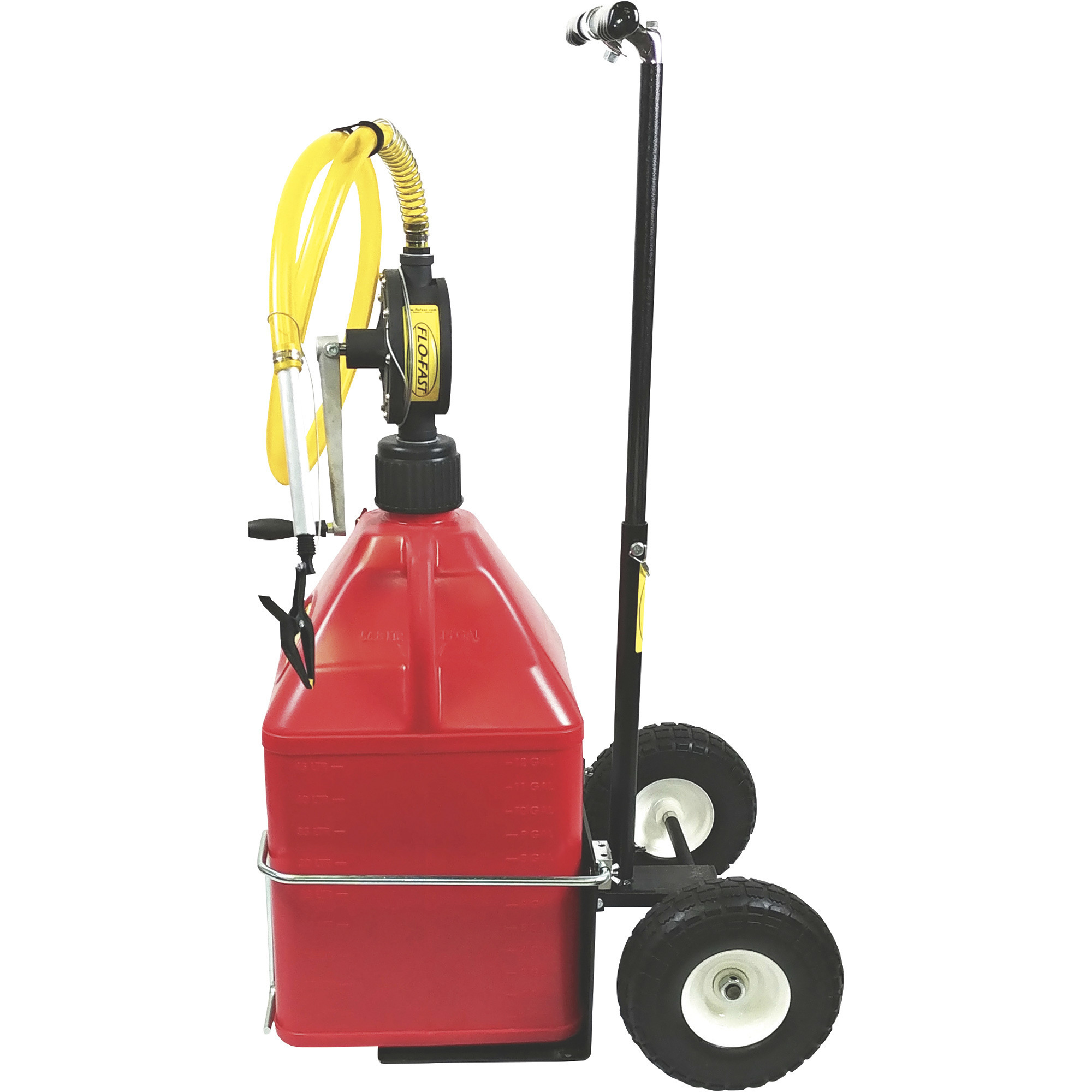 FLOFAST Gas Container With Pump and Cart, 15Gallon, Red, For Gasoline