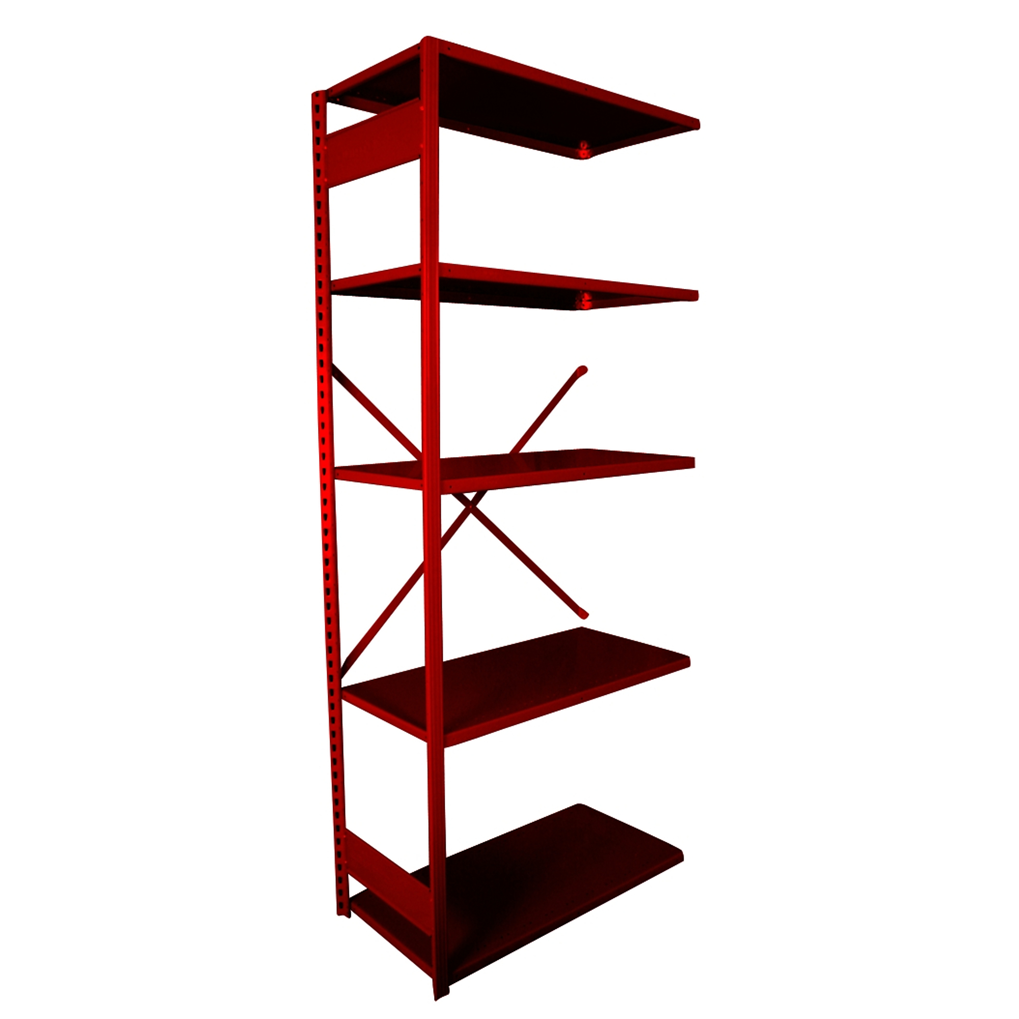 Equipto, VG Shelf Unit- Open AddOn7x 3x 3- w/9 Shelves, Height 84 in, Width 36 in, Depth 36 in, Model# 667-9A-RD
