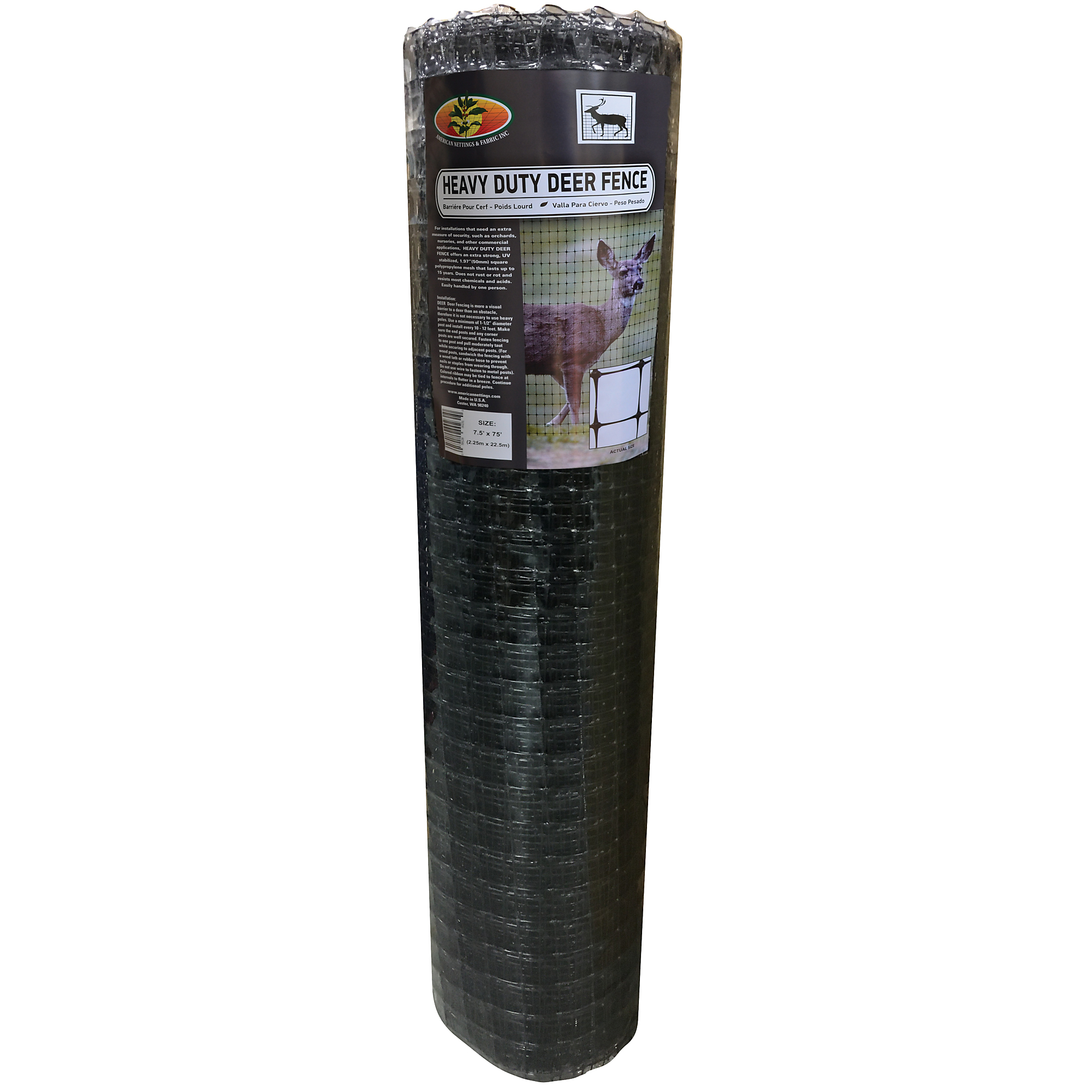 American Nettings & Fabric, Inc., Heavy Duty Deer Fence 7.5ft.x75ft., Model# 00231