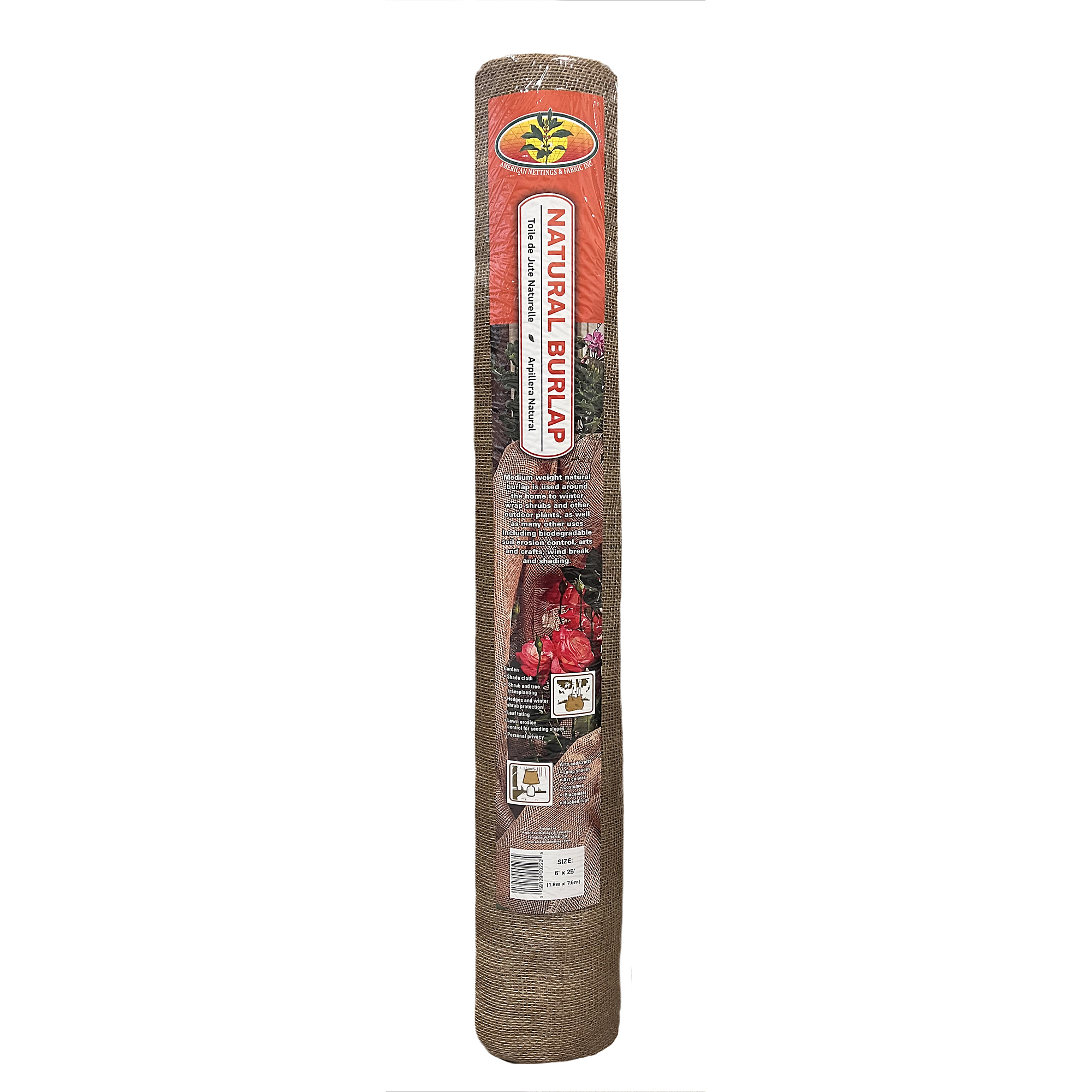 American Nettings & Fabric, Inc., Natural Burlap 6ft.x25ft. (7oz), Model# 00222