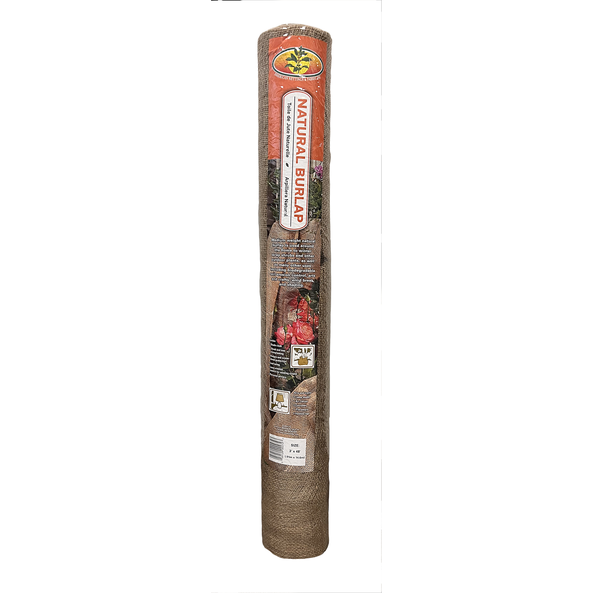 American Nettings & Fabric, Inc., Natural Burlap 3ft.x248ft. (7oz), Model# 00272