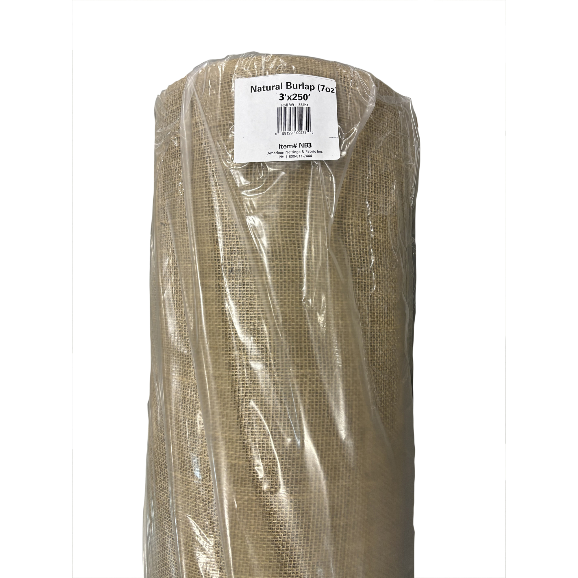 American Nettings & Fabric, Inc., Natural Burlap 3ft.x250ft. (7oz), Model# NB3