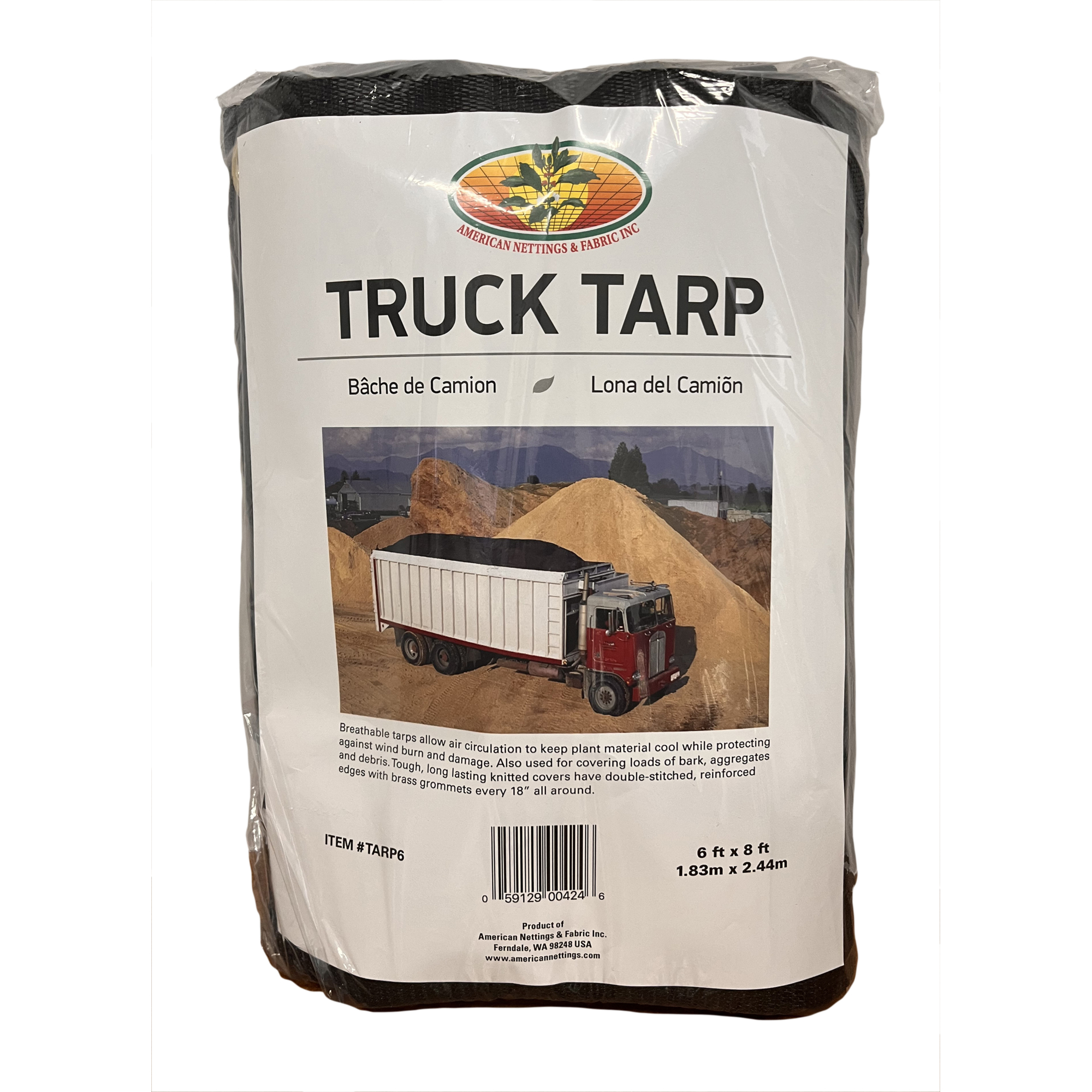 American Nettings & Fabric, Inc., Knitted Truck Tarp 6ft.x8ft., Tarp Length 6 ft, Tarp Width 8 ft, Model# TARP6