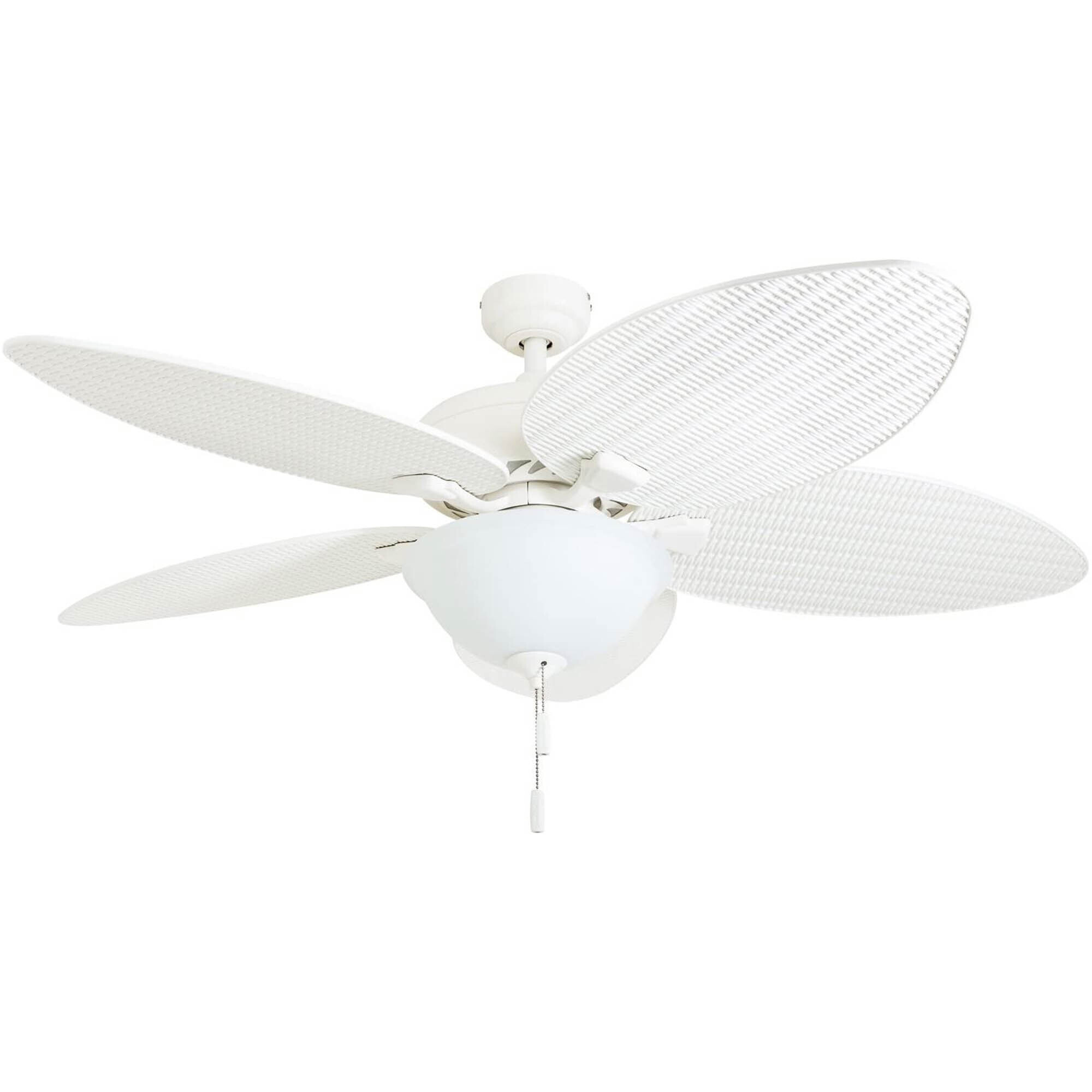 Honeywell, 52in. Palm Isl Tropical Ceiling Fan Bowl Light White, Fan Diameter 52 in, Fan Blade Span 50-54 Air Delivery 4325 cfm, Model# 50508
