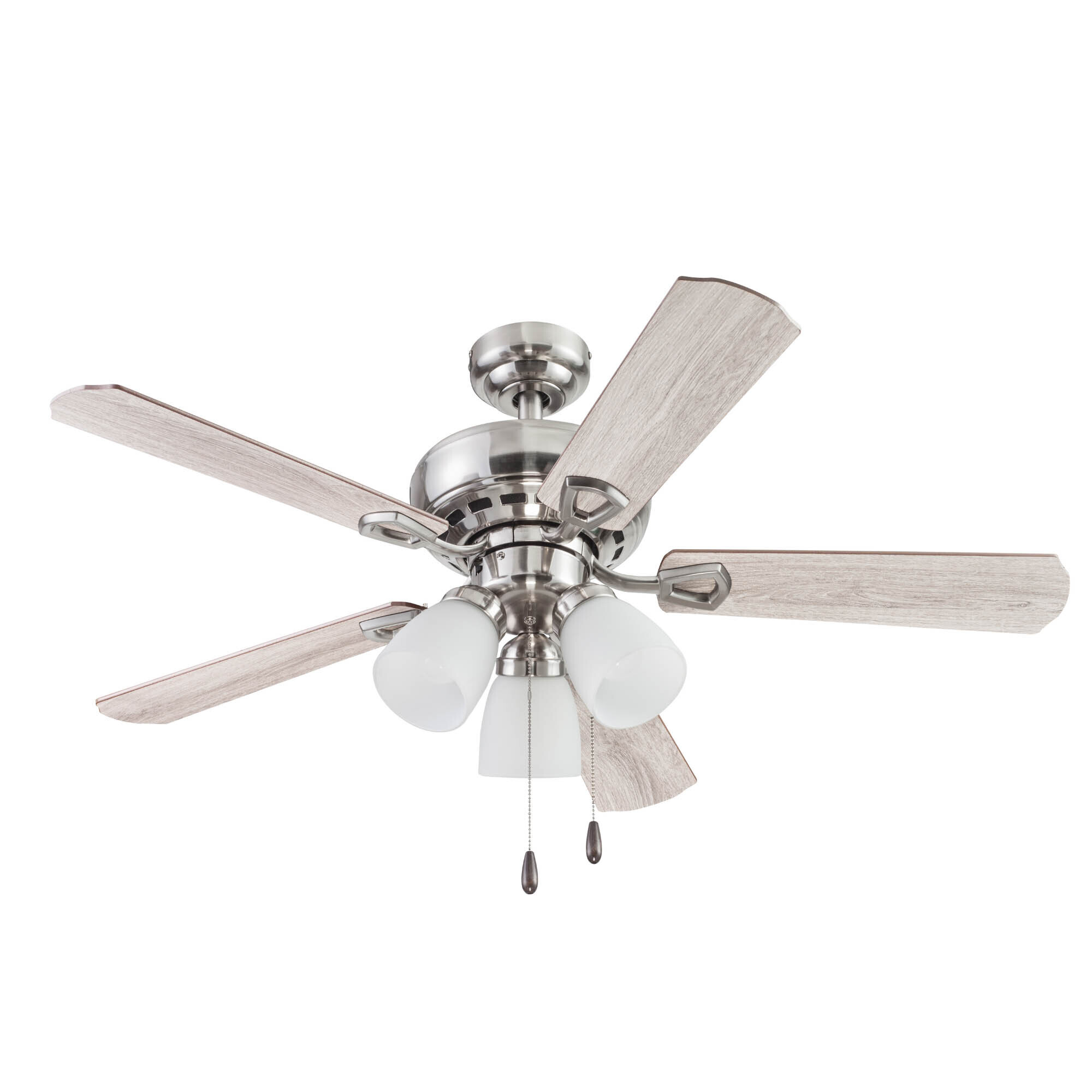 Portage Bay, 44in. Miller Park Ceiling Fan Light Brushed Nickel, Fan Diameter 44 in, Fan Blade Span 40-49 Air Delivery 3518 cfm, Model# 51443