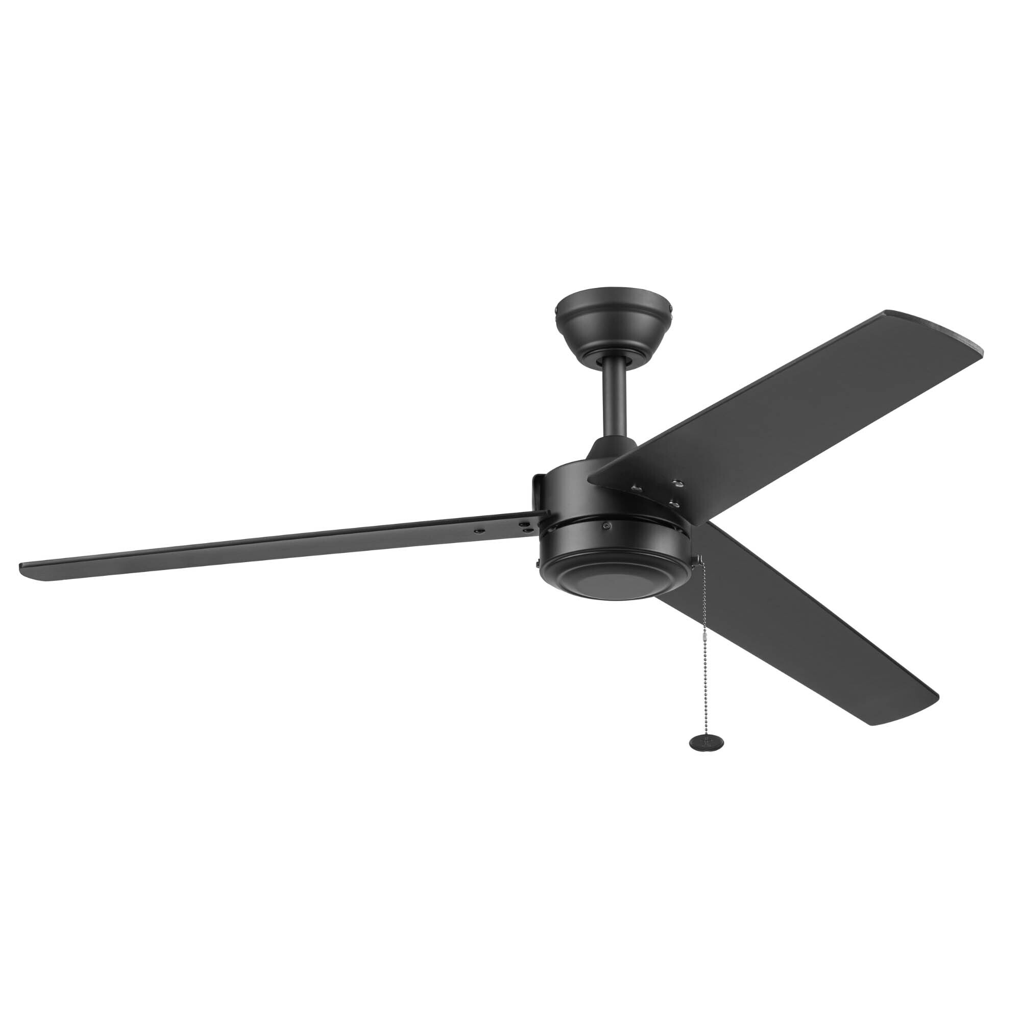 Prominence Home, PH 52in. Tenant Damp Rated Matte Black Pull Chain, Fan Diameter 52 in, Fan Blade Span 50-54 Air Delivery 4269 cfm, Model# 51866