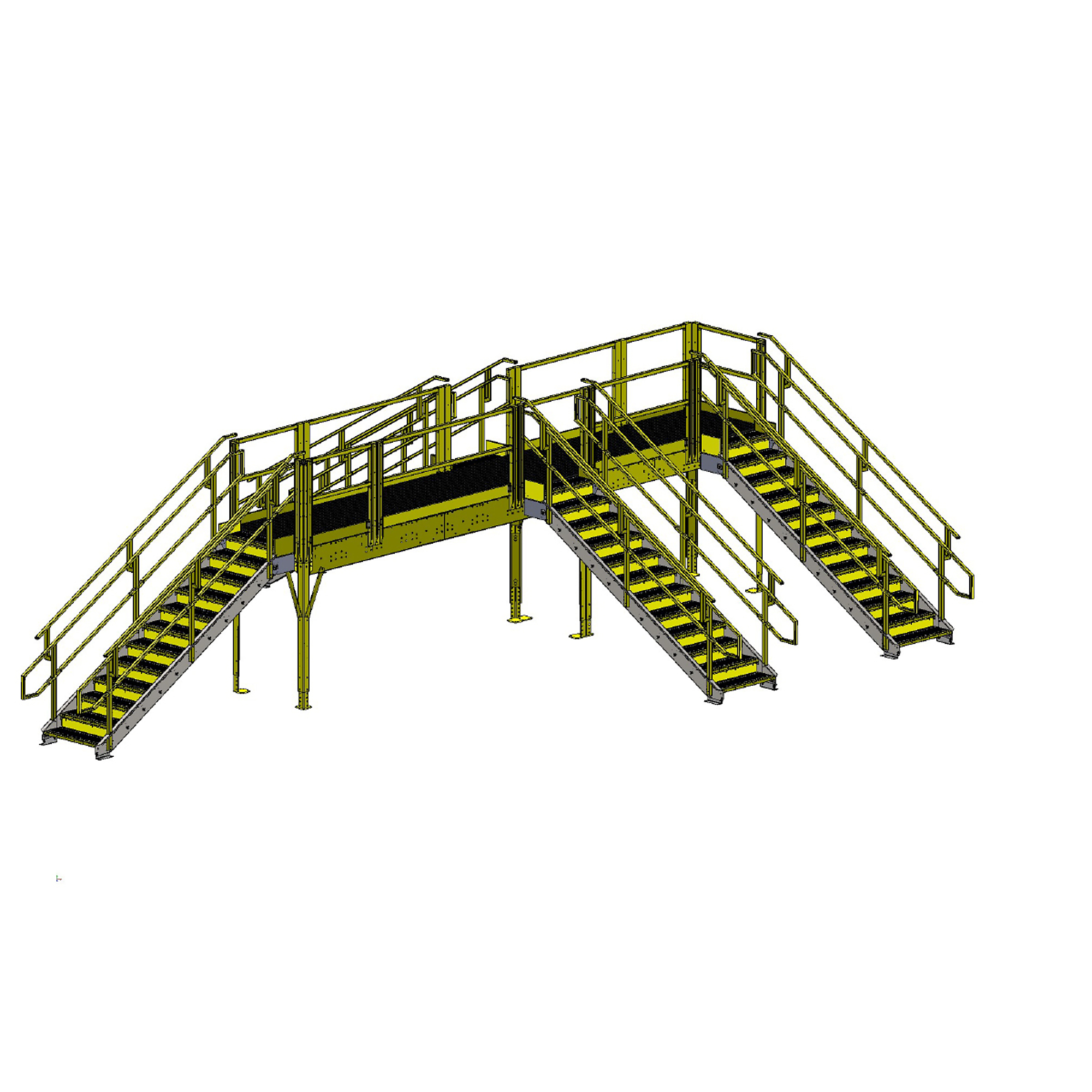 Equipto, 4 Stairway  conveyor crossover platform XL w/ Bar grating deck 484x48x80 Capacity 350 lb, Model# ECC04-XLBG