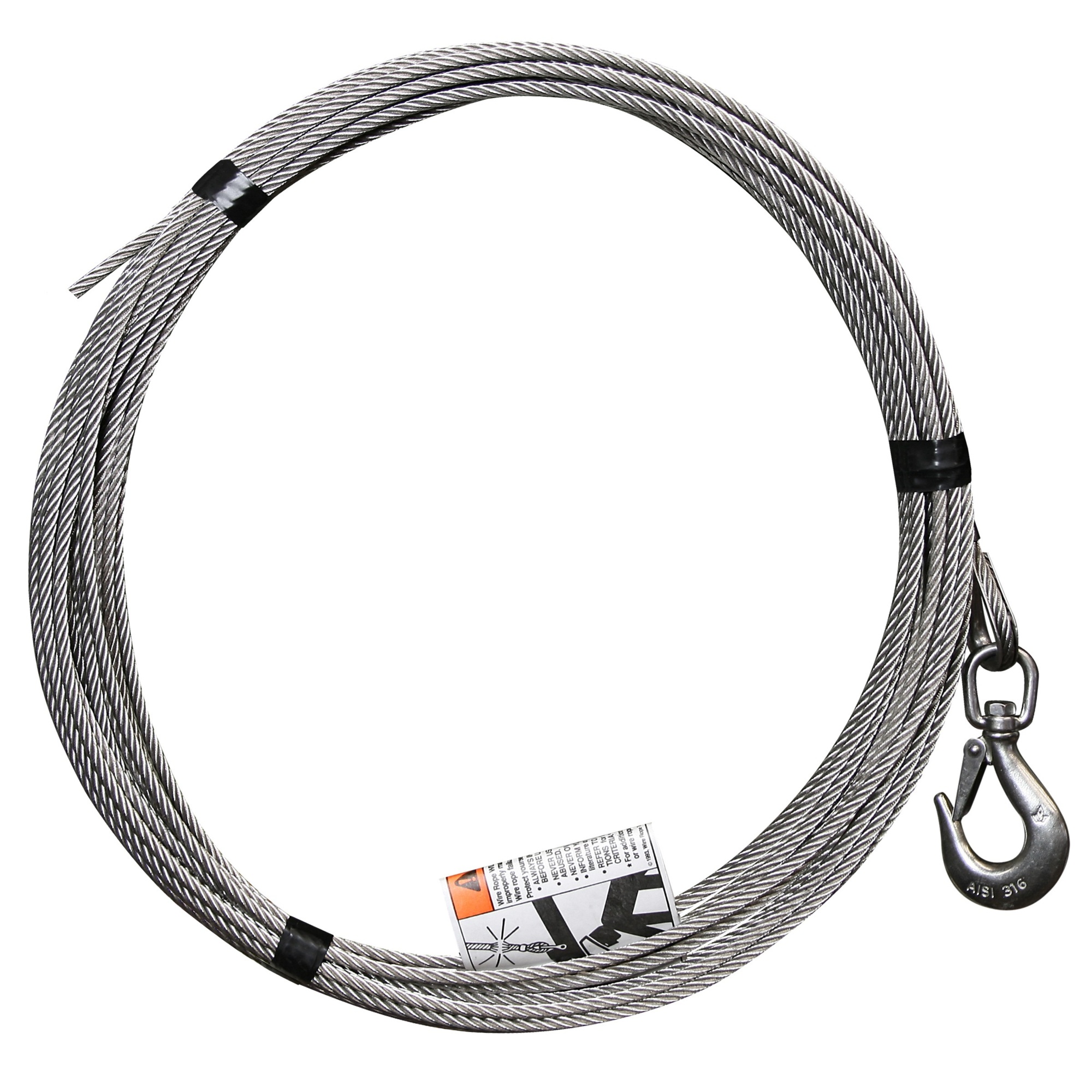 OZ Lifting Products, 3/16in. x 80ft. lift - Stainless steel cable assembly, Length 80 ft, Pieces (qty.) 1 Model# OZSS.19-80