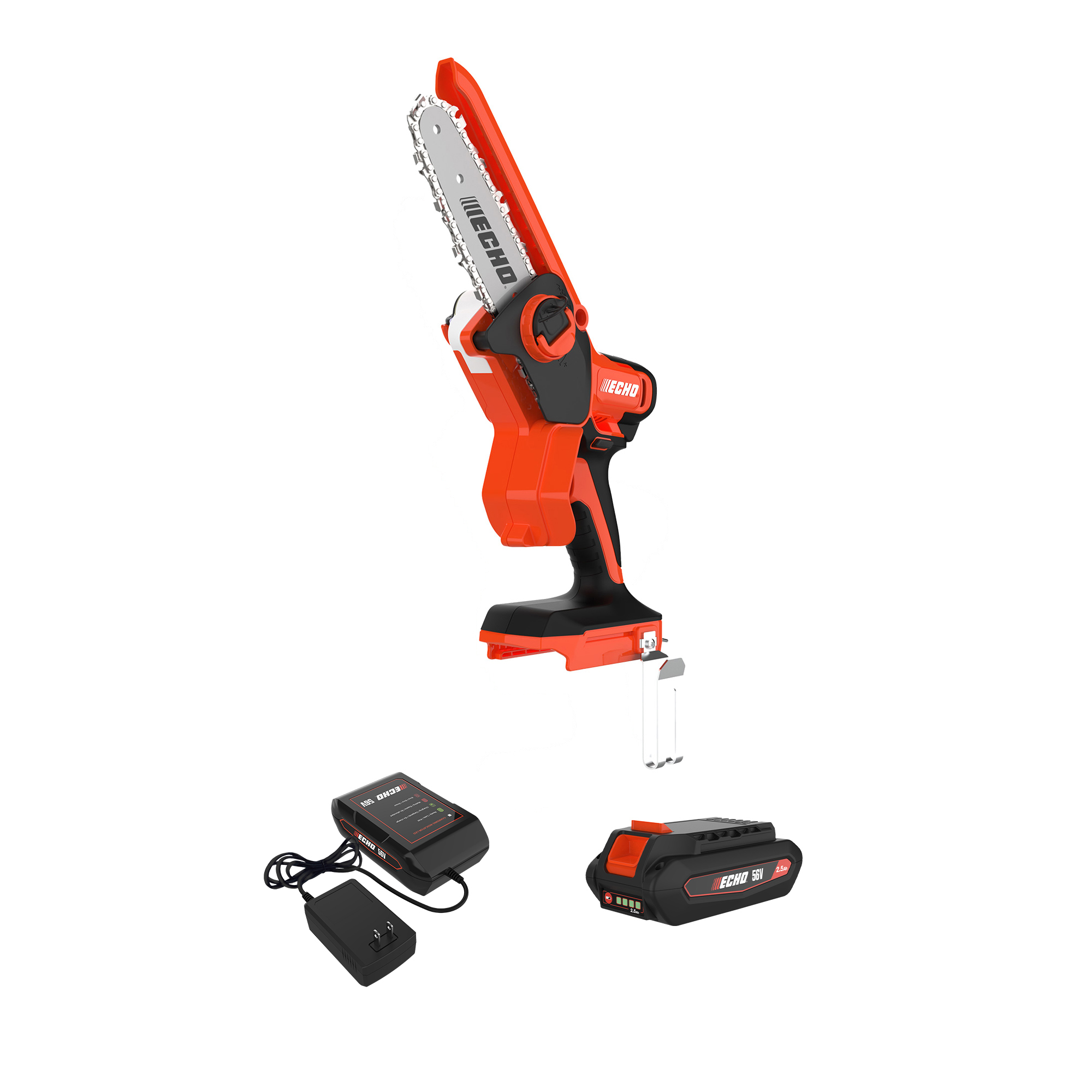 ECHO 56V Battery System, Battery-Powered Handheld Pruning Saw, Bar Length 6 in, 56 Volts, Includes 2.5Ah Battery and Top Mount Charger,  Model# DHS-3006X1