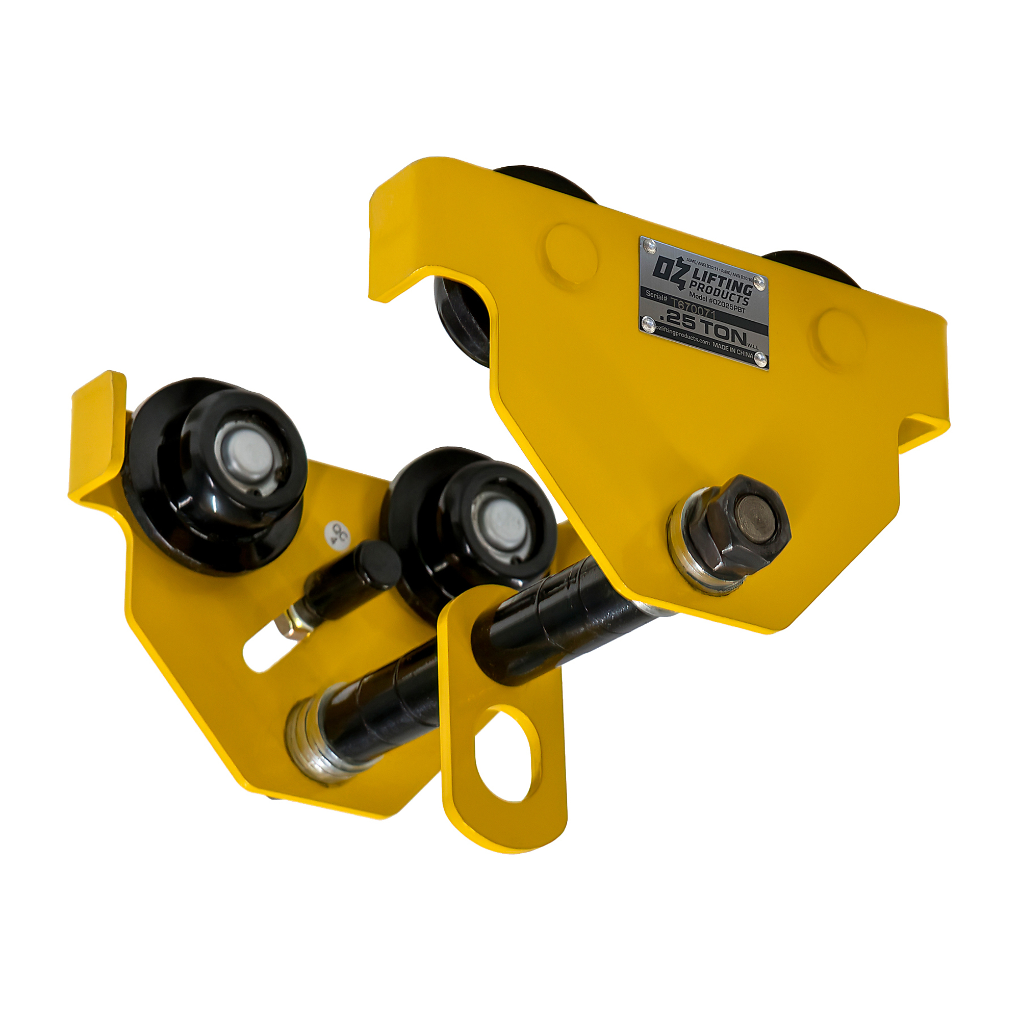 OZ Lifting Products, .25 Ton Push Beam Manual Trolley, Capacity 500 lb, Model# OZ025PBT
