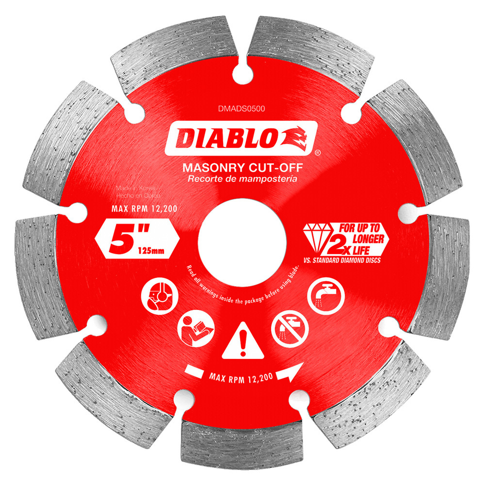 Diablo Tools, 5in. Diamond Segmented Masonry Cut-Off Blade, Blade Diameter 5 in, Model# DMADS0500
