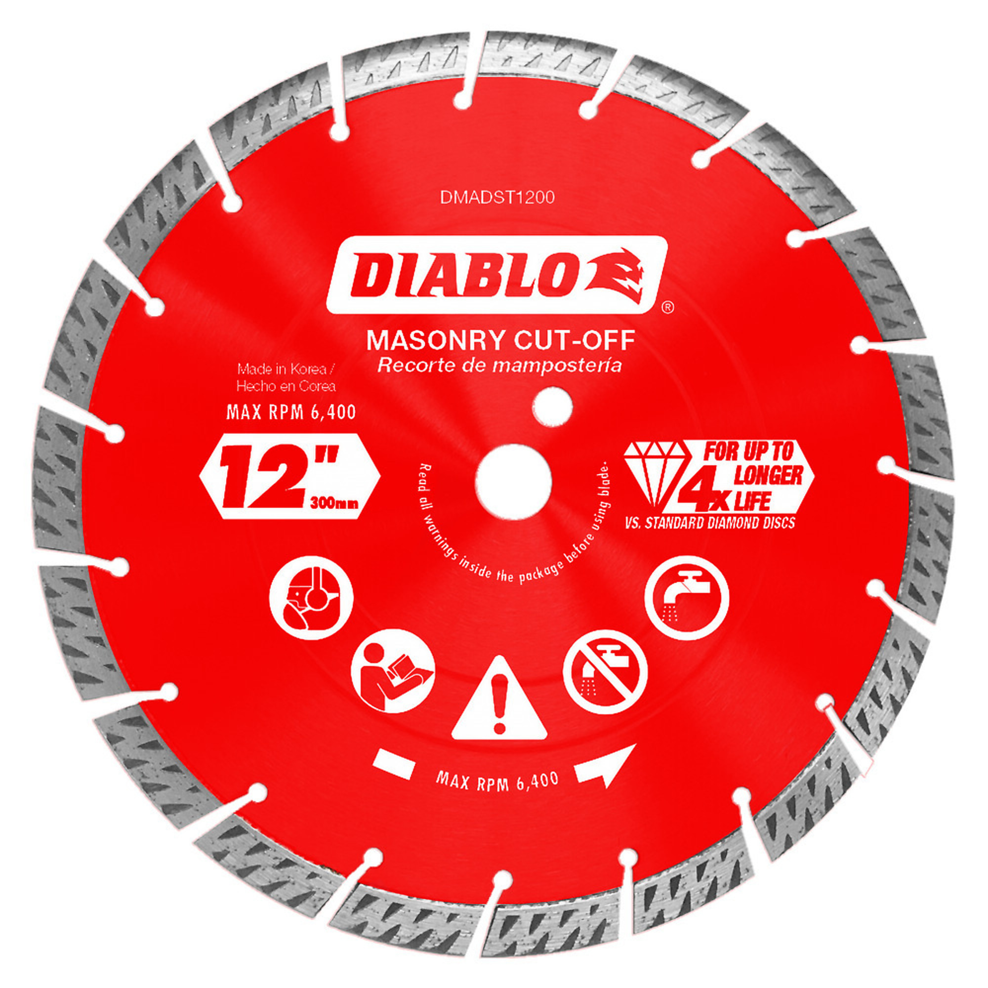 Diablo Tools, 12in. Diamond Turbo Masonry Cut-Off Blade, Blade Diameter 12 in, Model# DMADST1200