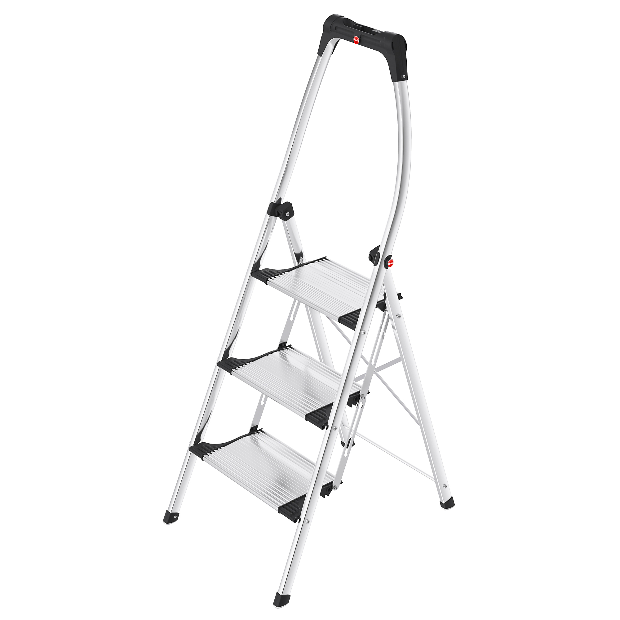 Hailo, 3 step folding step stool, Height 56.8 ft, Capacity 330 lb, Material Aluminum, Model# 9204014034