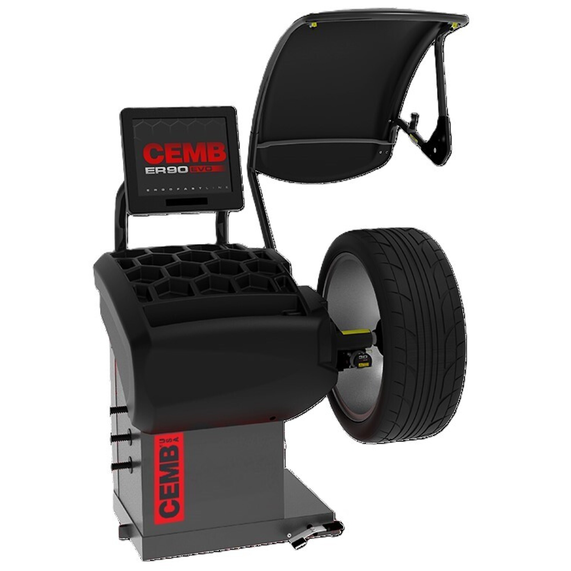 CEMB, Diagnostic Wheel Balancer-Pwr Clamping, Phase Single-phase, Max. Rim Width 20 in, Tire Diameter 30 in, Model# ER90EVO