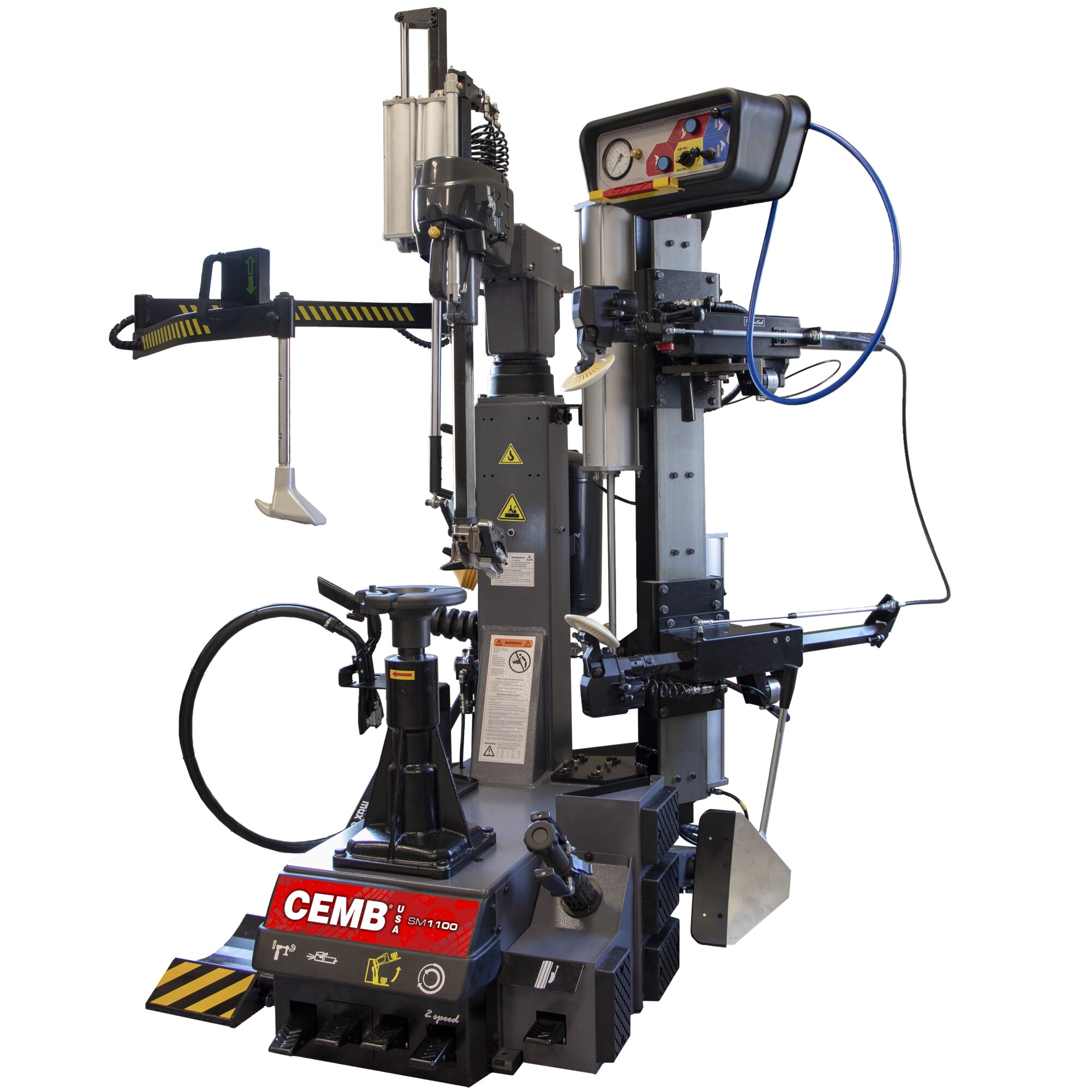 CEMB, Center-Post Leverless Tire Changer w/Helper Arm, Power Type Electric, Control Type Foot Pump, Volts 230 Model# SM1100