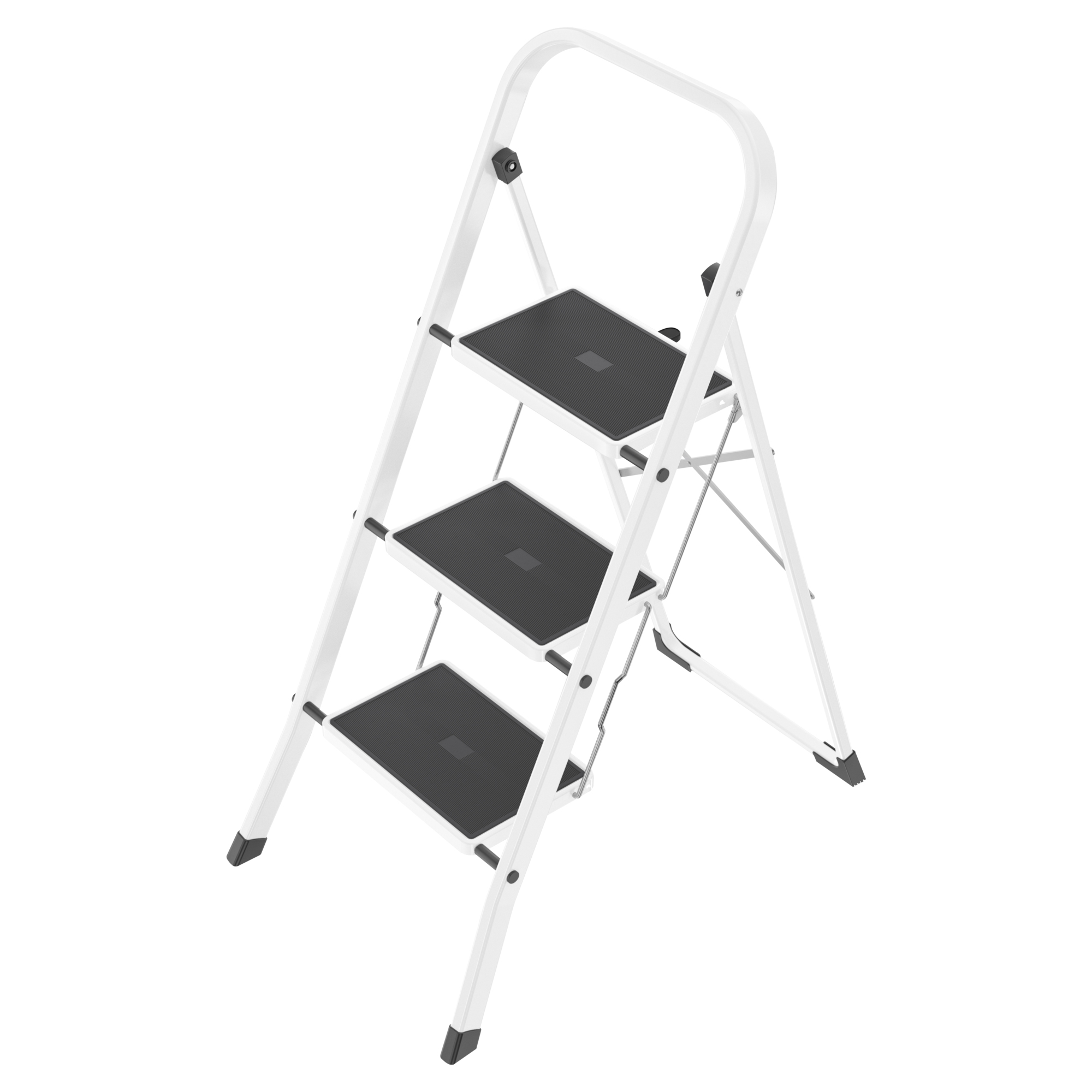 Hailo, 3 step step ladder, Height 42.1 ft, Capacity 330 lb, Material Aluminum, Model# 9204015096