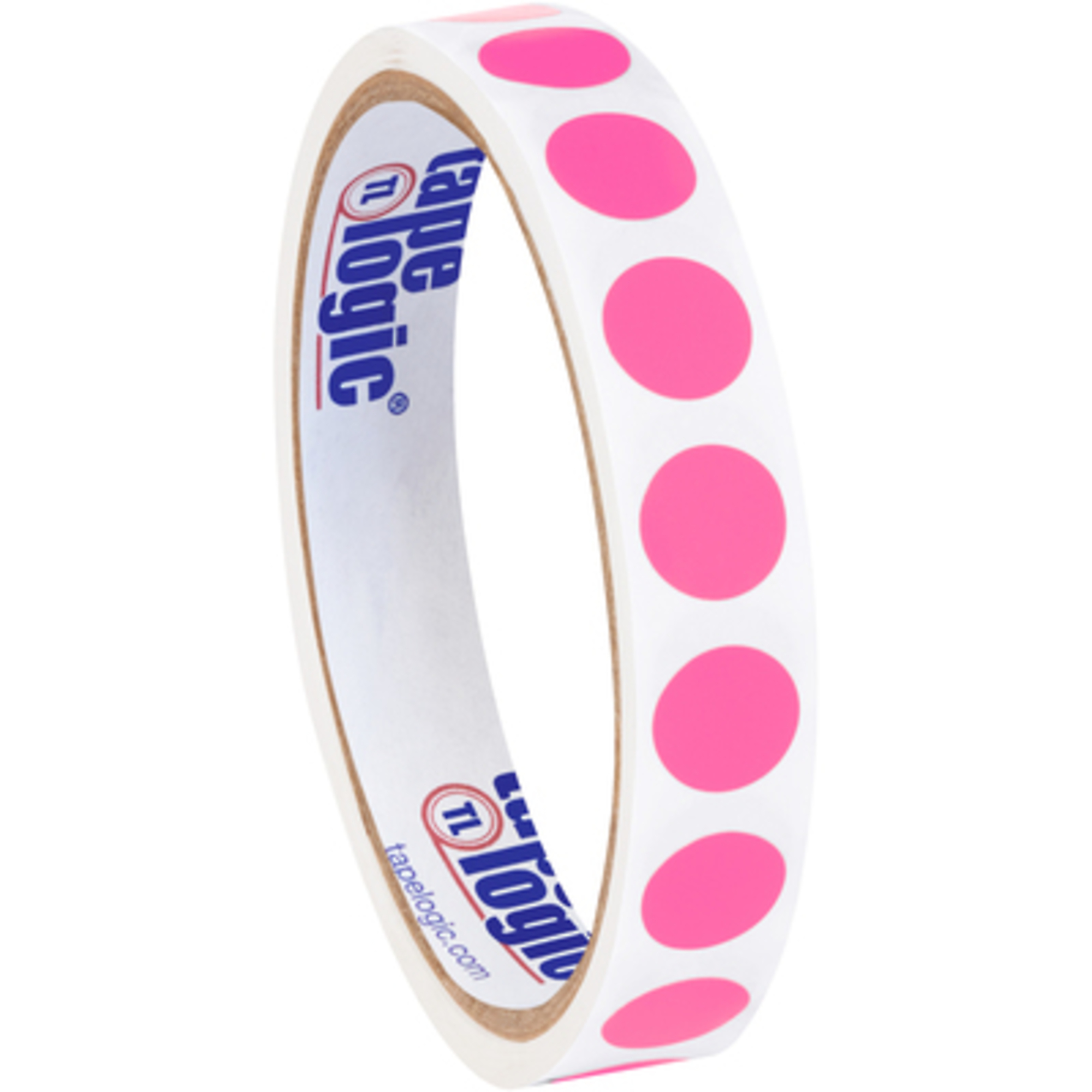 Stock Packaging Fluorescent Pink Inventory Circle Labels — 1/2in. Diameter, 500 Pcs, Model# DL690K