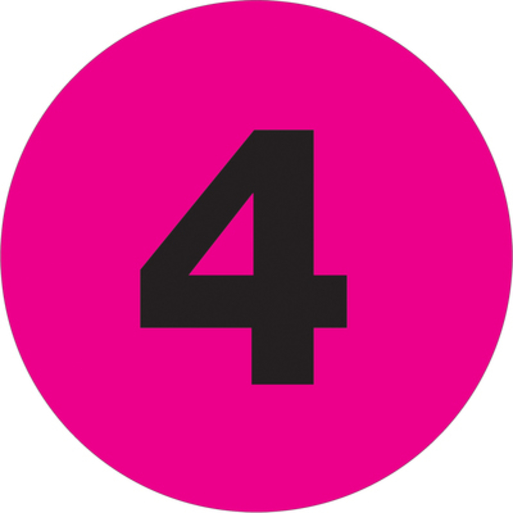 1in. Circl - "4in. (Fluo Pink) Numbe Label 500/CS, Model# DL6754