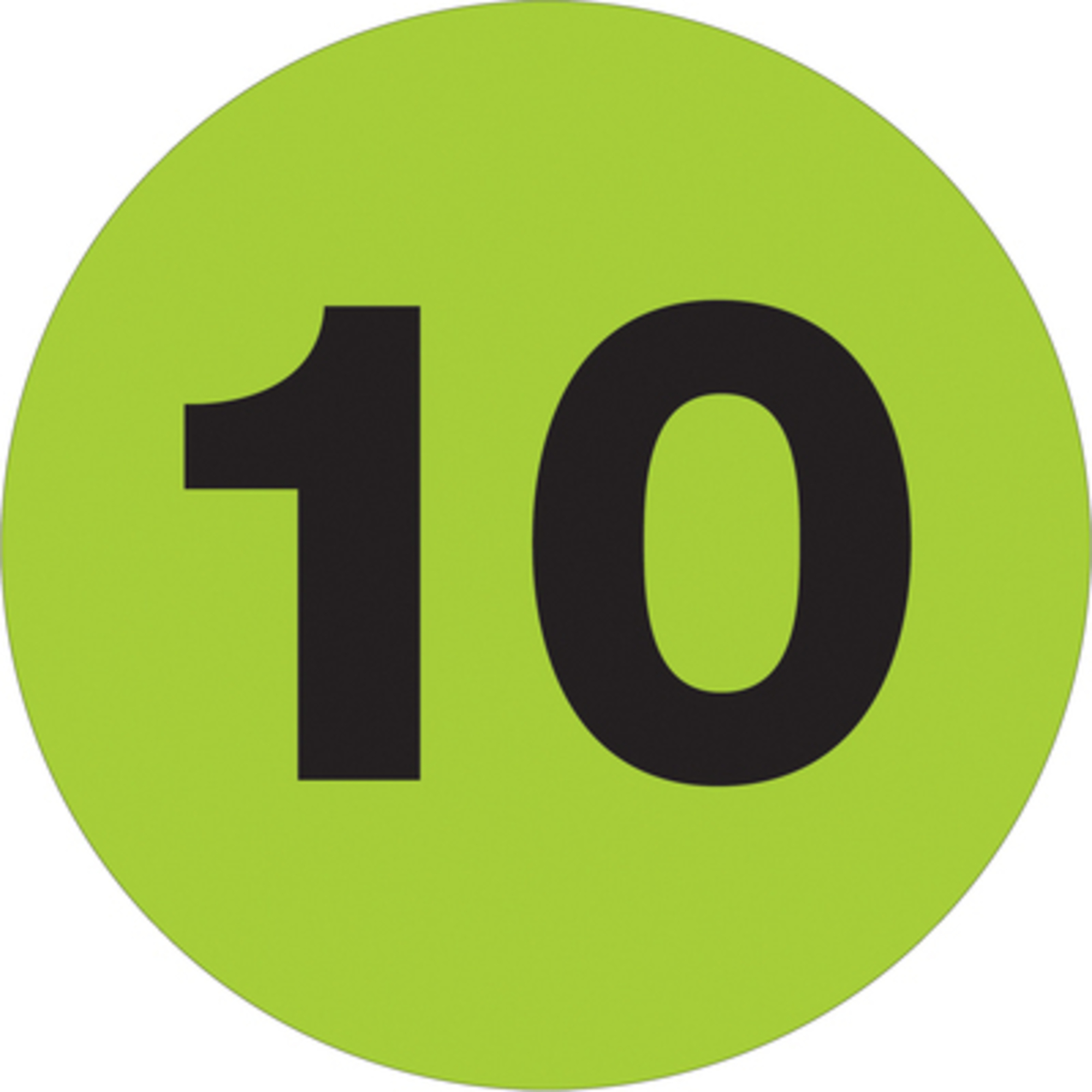 1in. Circl - "10in. (Fluo Green Numbe Label 500/CS, Model# DL6760
