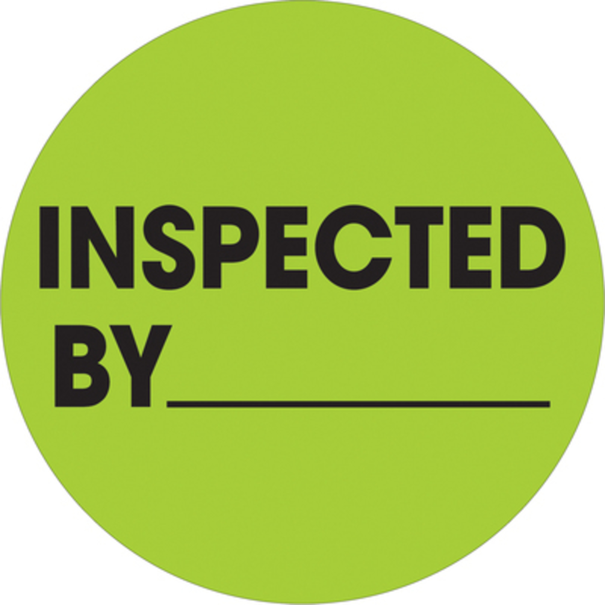 Stock Packaging "Inspected By" Fluor Green Label — 1in. Circle, 500 Pcs, Model# DL1265