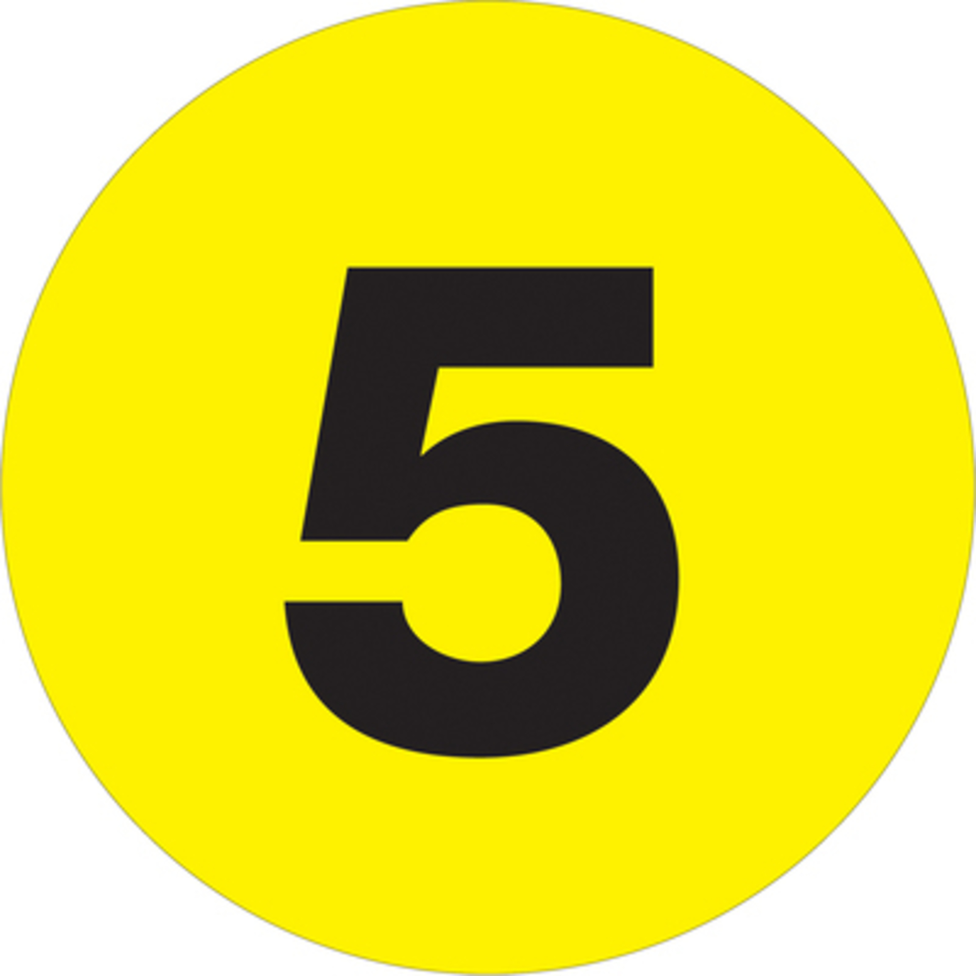 Stock Packaging Fluorescent Yellow Number Labels — 2in. Circle, 500 Pcs, Model# DL6773