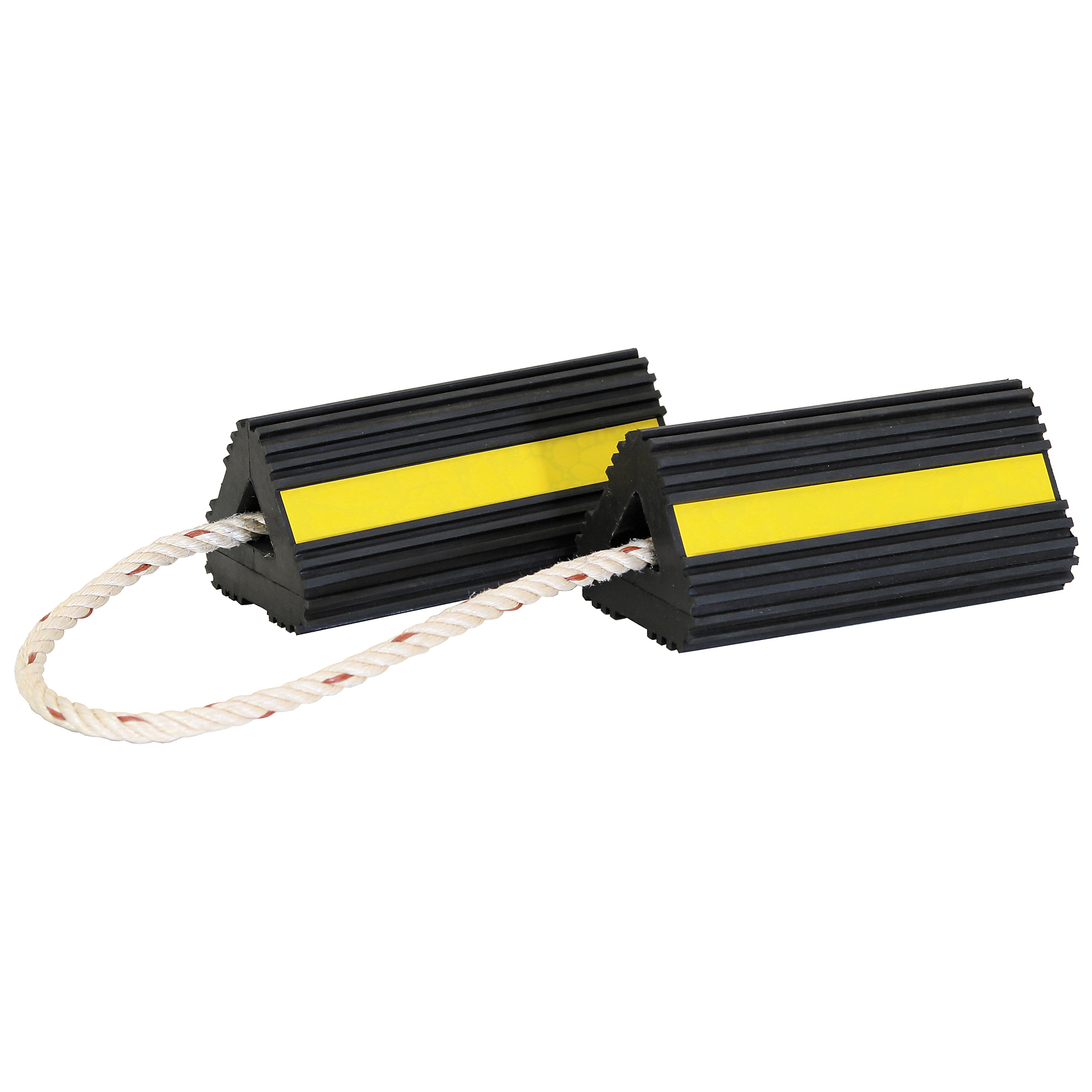 Buyers Products, Rubber Wheel Chock Set 4x4x8in. with 3ft. Rope, Working Width 8 in, Height 4 in, Included (qty.) 2 Model# WC24483