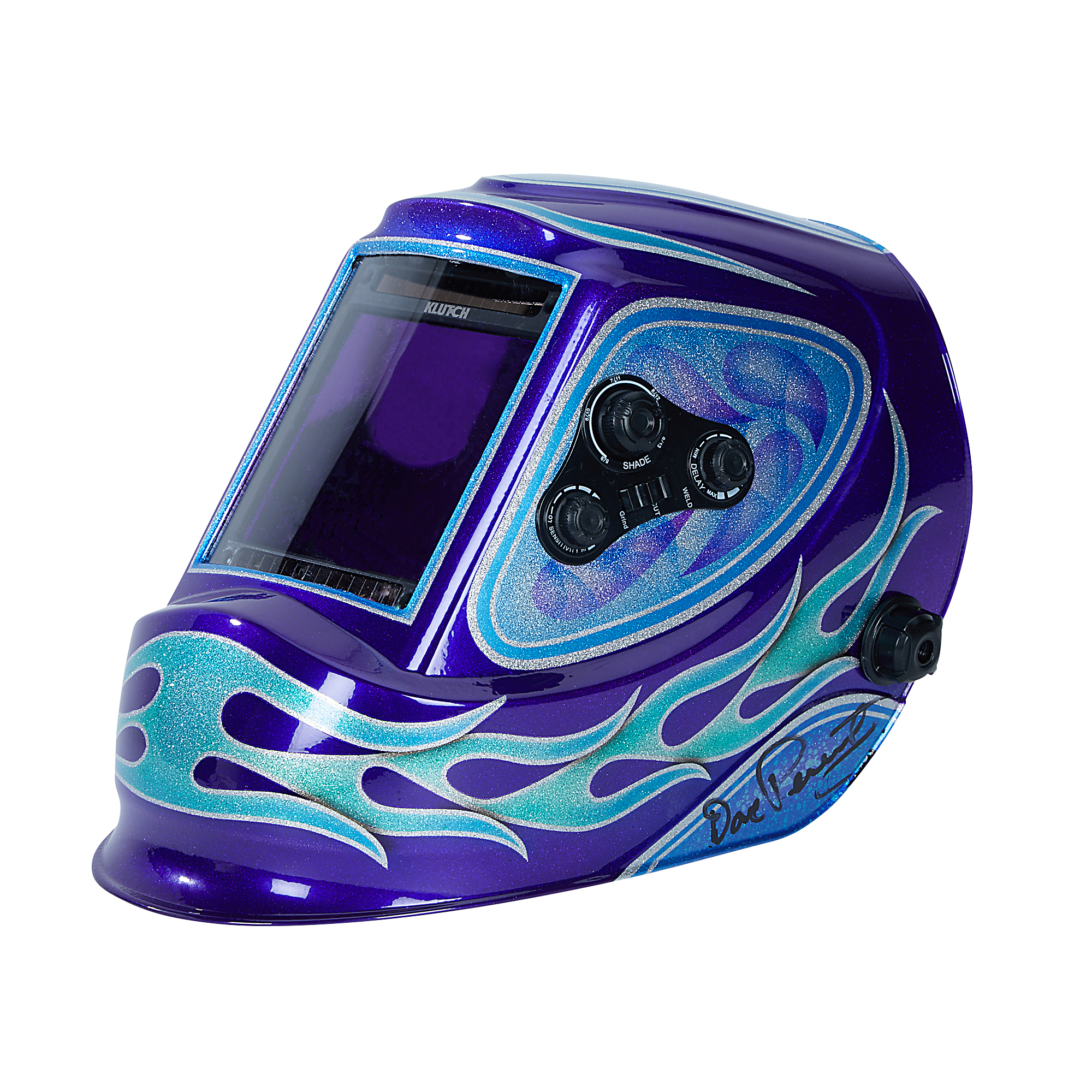 Klutch MonsterView 1400 Auto-Darkening Welding Helmet, Custom Aqua Welder Design, Sweepstakes Winner, 1/25,000-Sec. Switch Time, Grind Mode