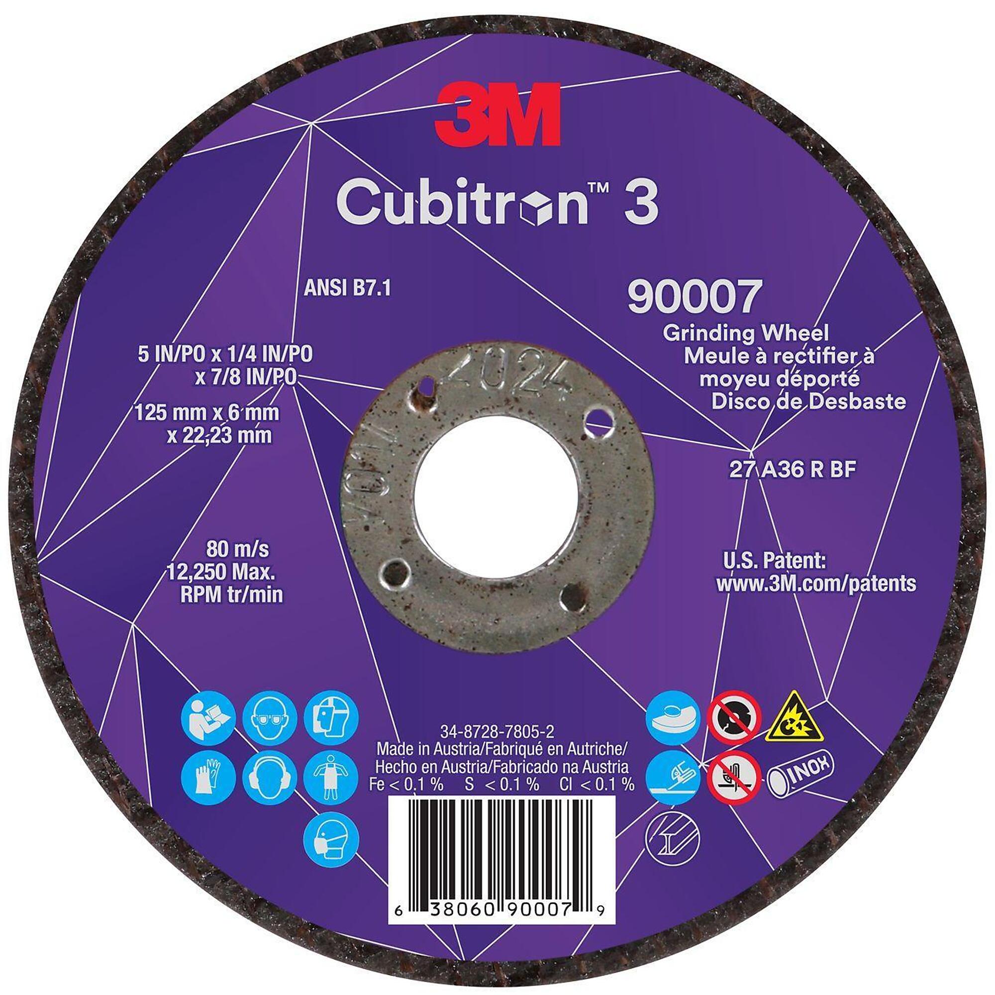 3M, Depressed Center Grind Wheel 5in. Arbor:7/8in.,20 pk, Wheel Diameter 5 in, Arbor Size 7/8 Wheels (qty.) 20 Model# MMM3806090007