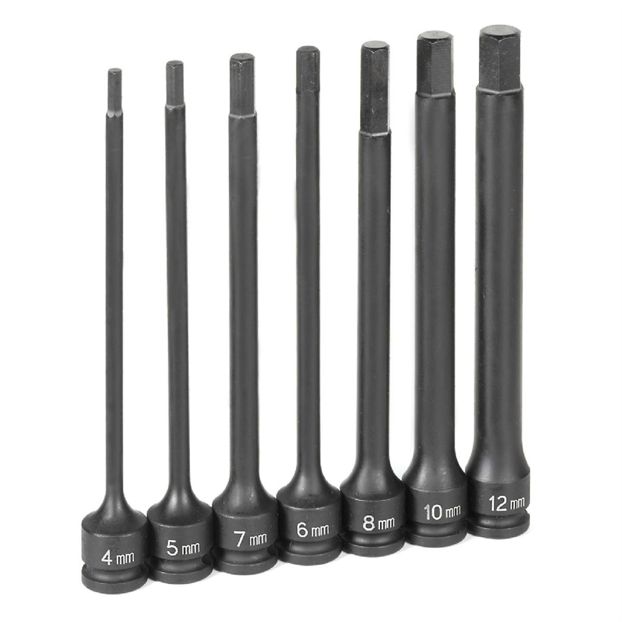 Grey Pneumatic Metric Hex Driver Set — 3/8in. Drive, 6in. Length, 4mm to 12mm, 7 Pcs, Chrome-Molybdenum Steel, Model# GRE1267MH