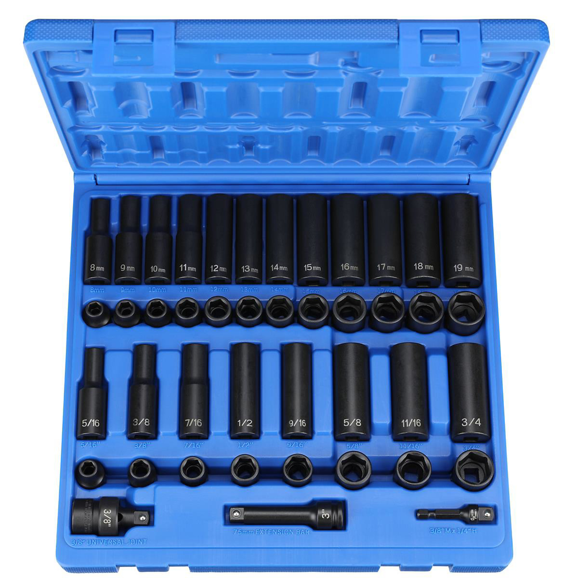 Grey Pneumatic 3/8in. Drive Socket Set — 43-Piece, Standard/Deep SAE/Metric, Model# GRE1243RD